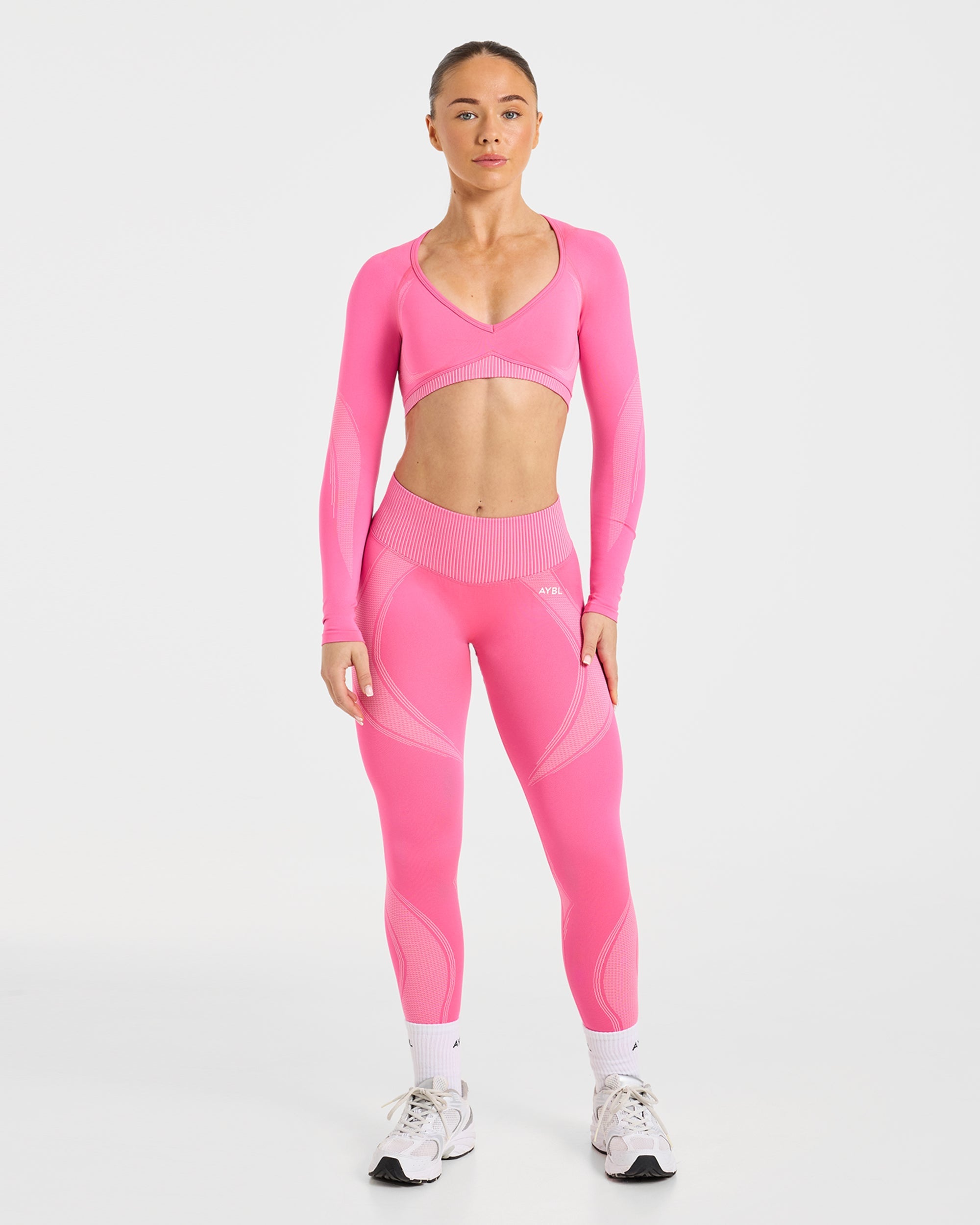 Charge Seamless Long Sleeve Crop Top - Pink