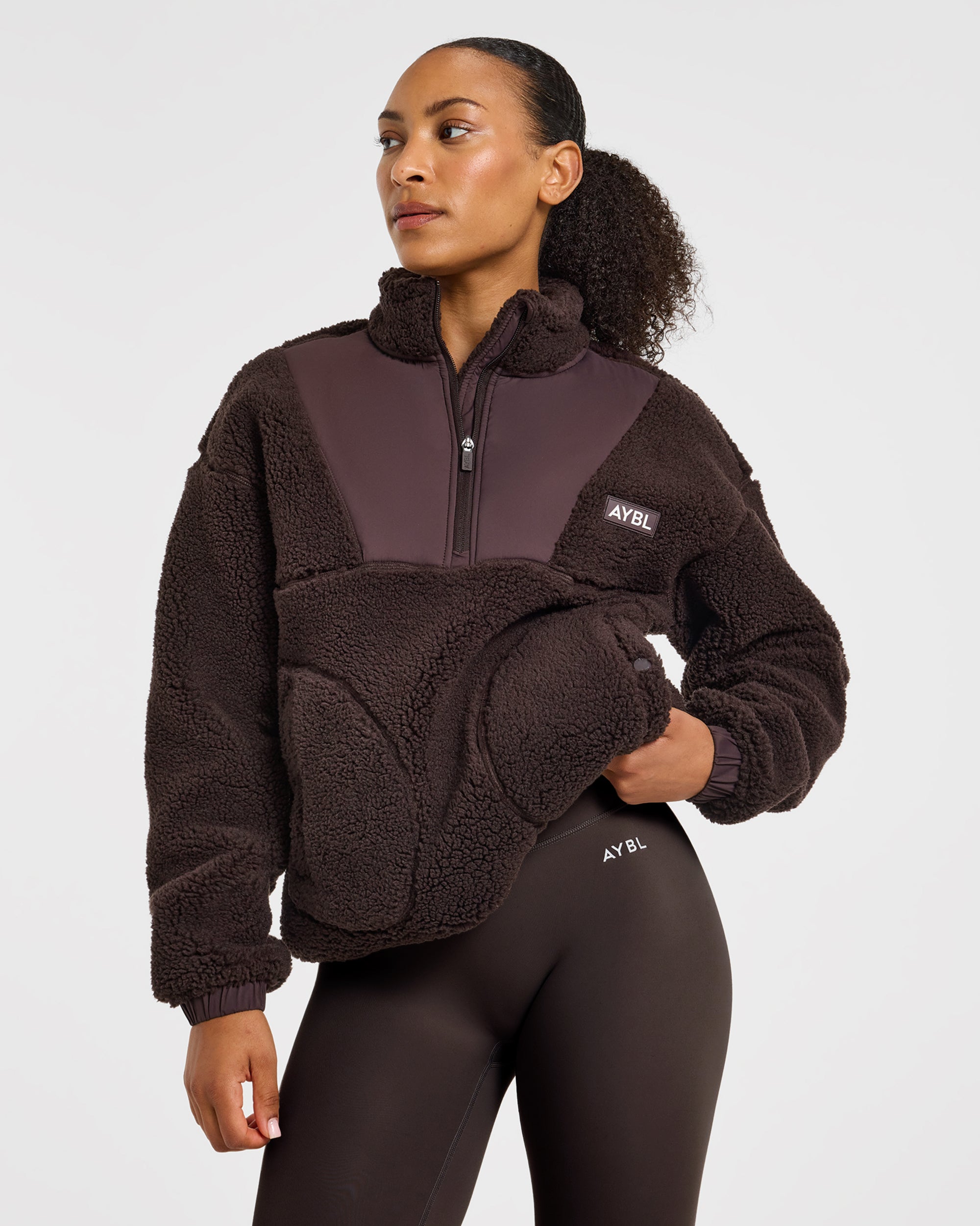 Signature 1/4 Zip Fleece Pullover - Cocoa Brown