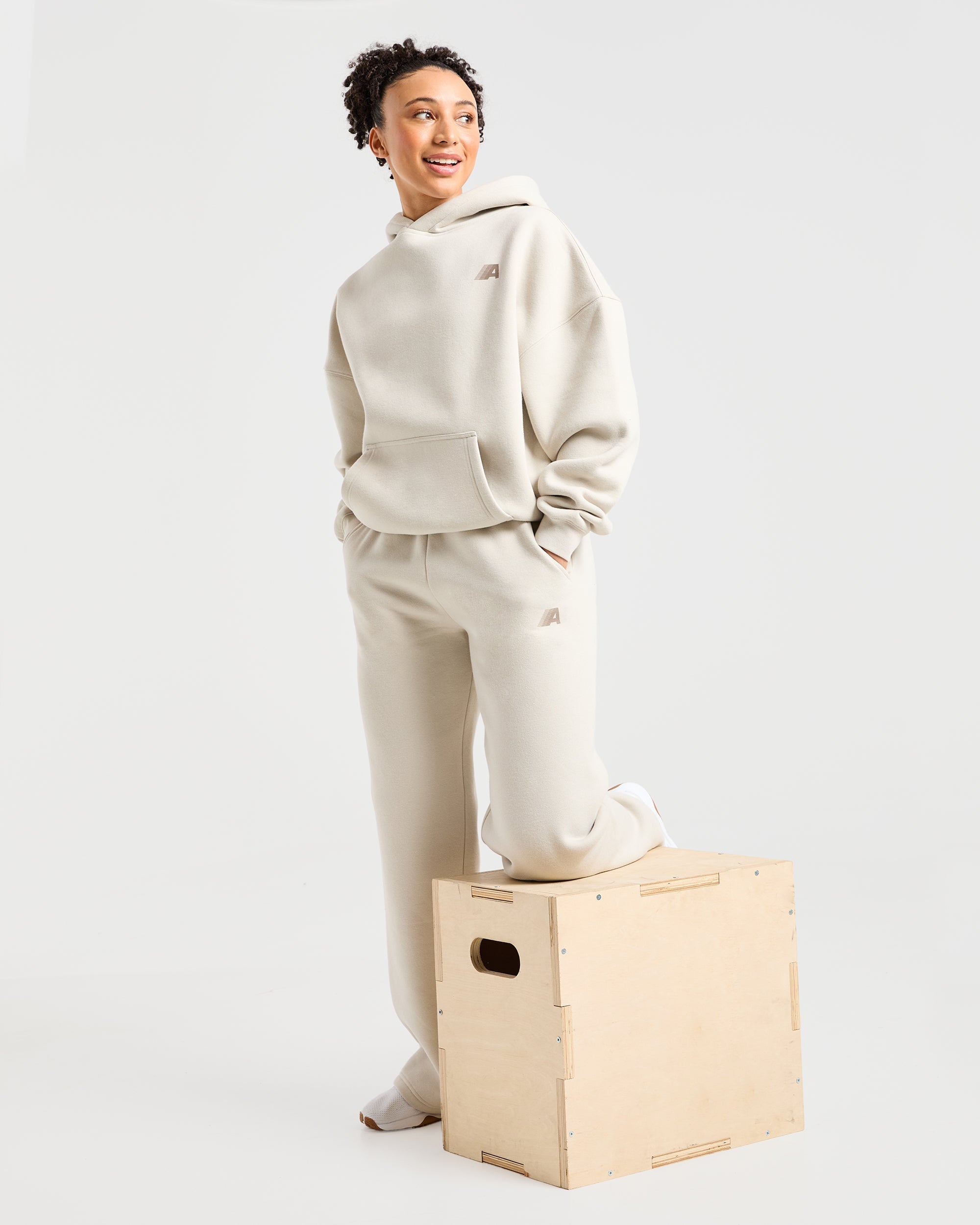 Image 7 from Retro Athletics Oversized Straight Leg Joggers - Sand