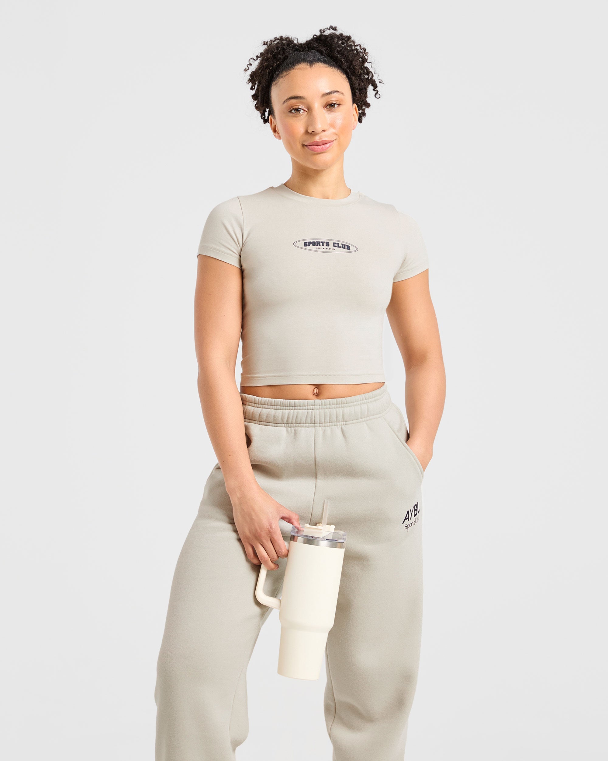 Sports Club Baby Tee - Beige/Navy