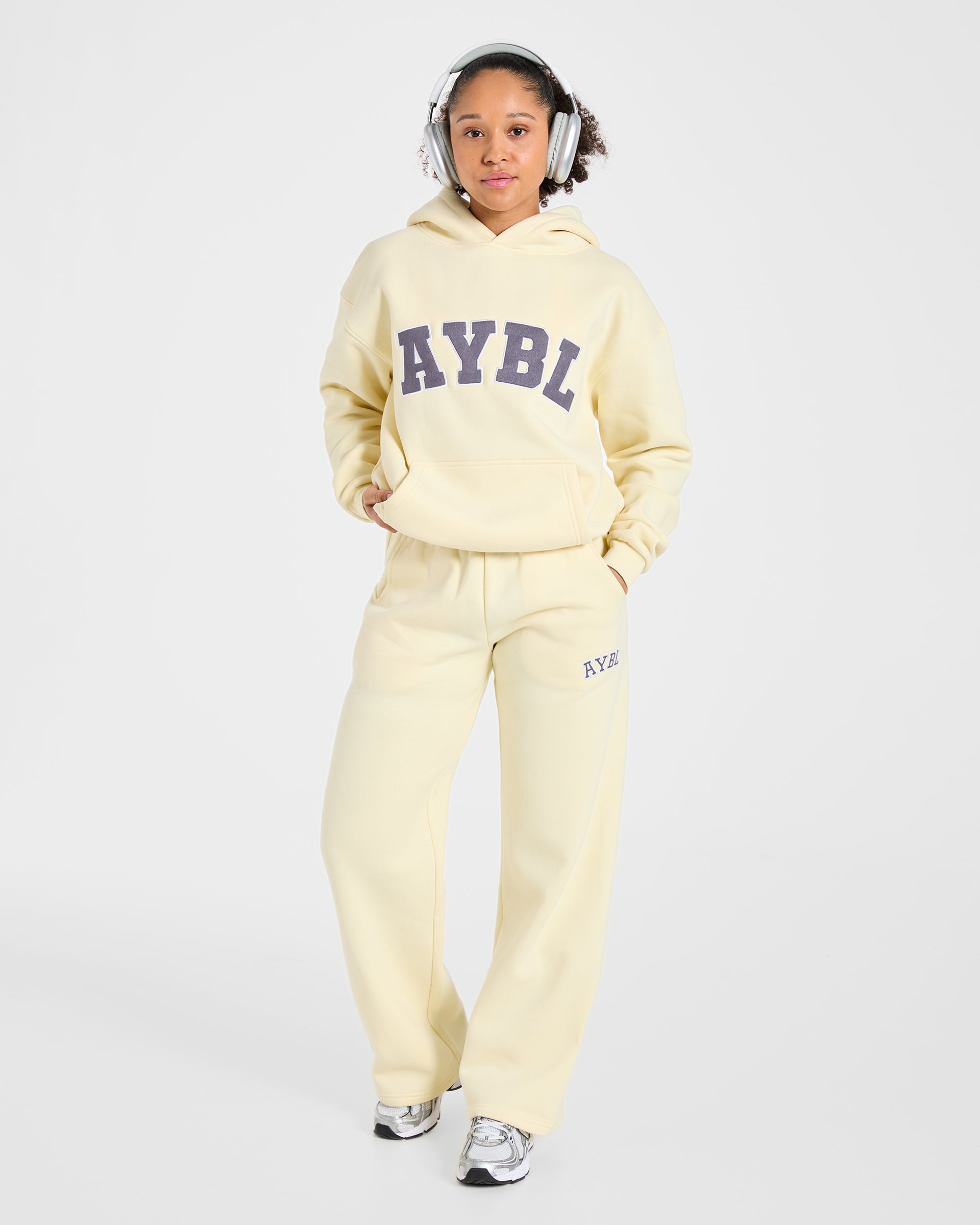 Varsity 2.0 Oversized Straight Leg Joggers - Butter Yellow