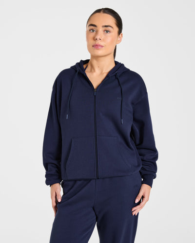Lifestyle Oversized Zip Up Hoodie - Navy