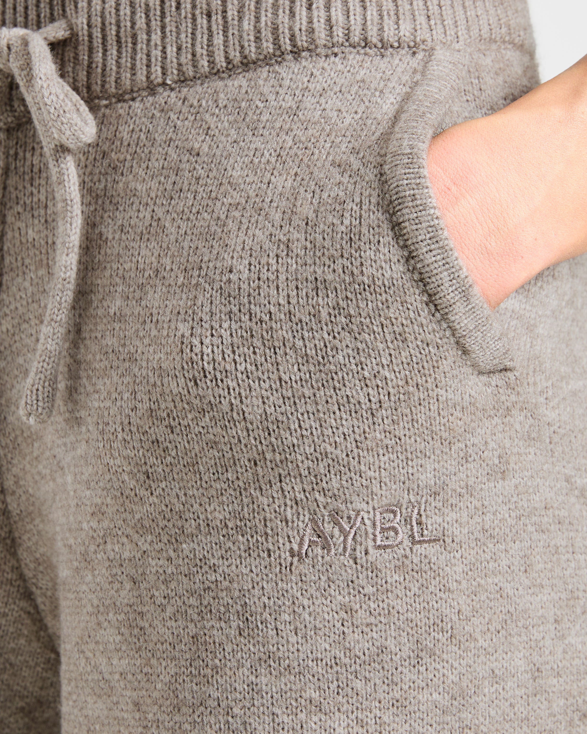 Soft Oversized Knitted Straight Leg Joggers - Brown Marl