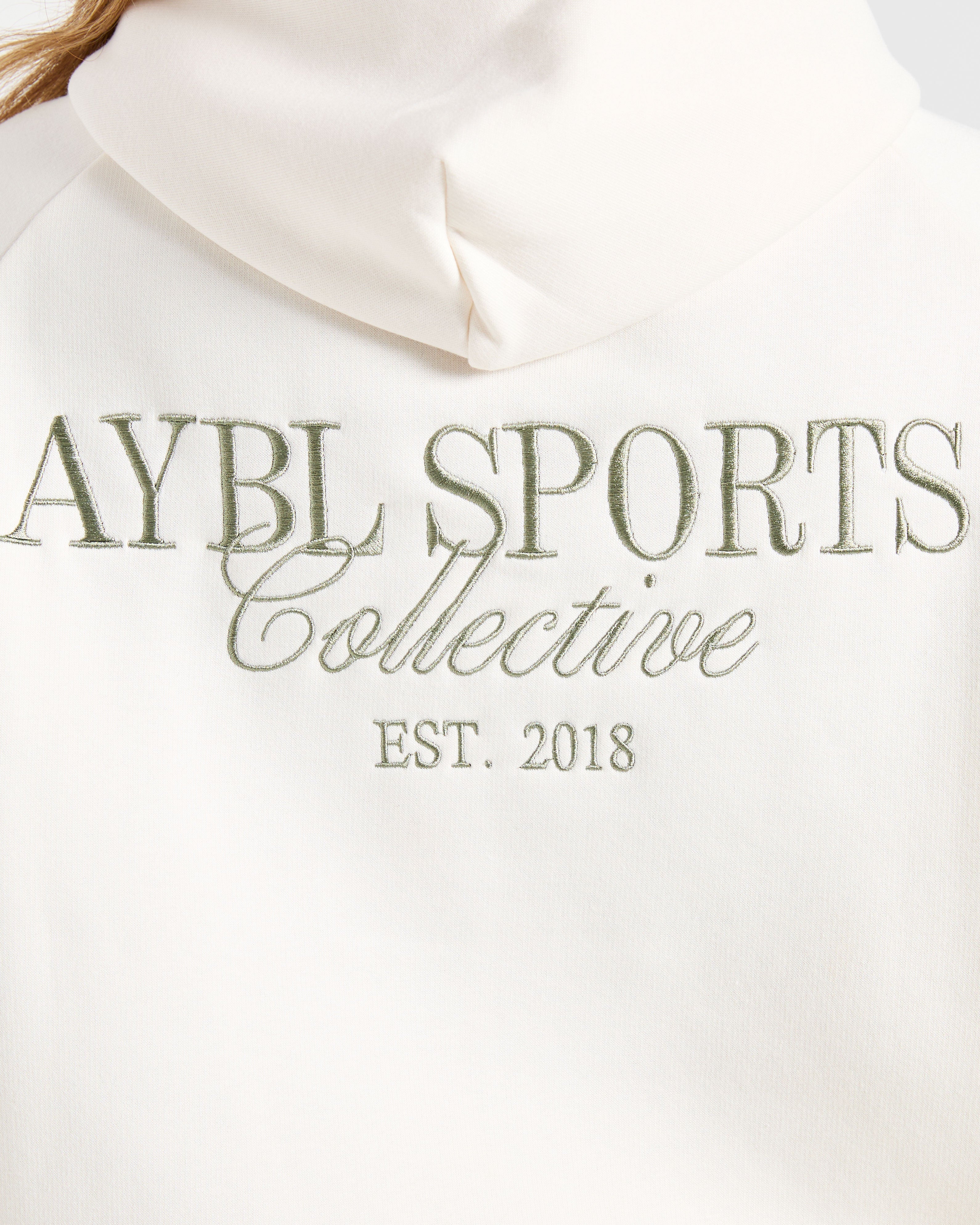 Sports Collective Oversized Hoodie - Off White/Green