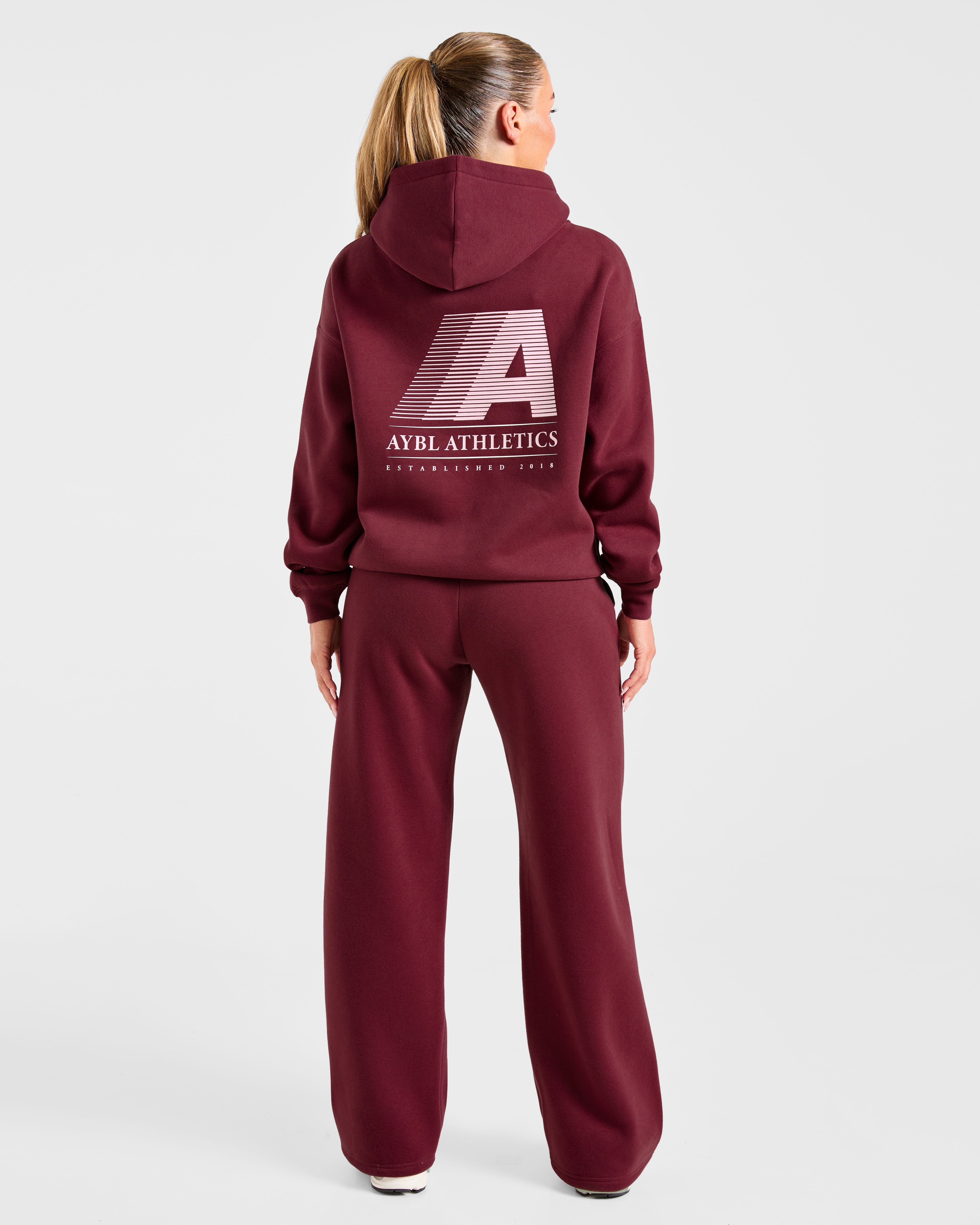 Retro Athletics Oversized Hoodie - Deep Raspberry/Pink
