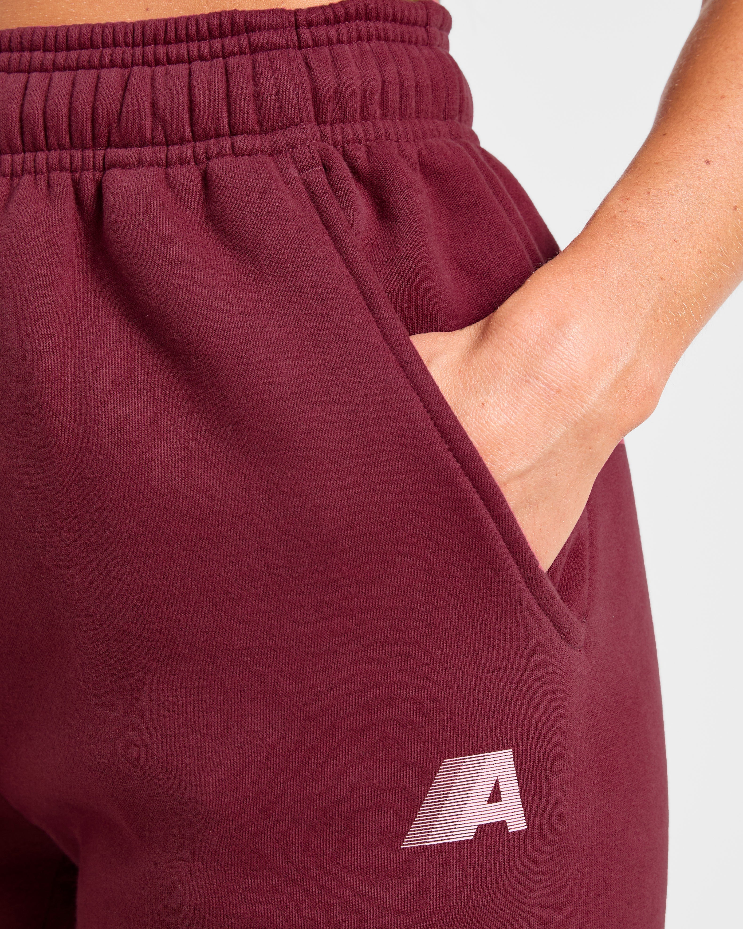 Retro Athletics Oversized Straight Leg Joggers - Deep Raspberry/Pink