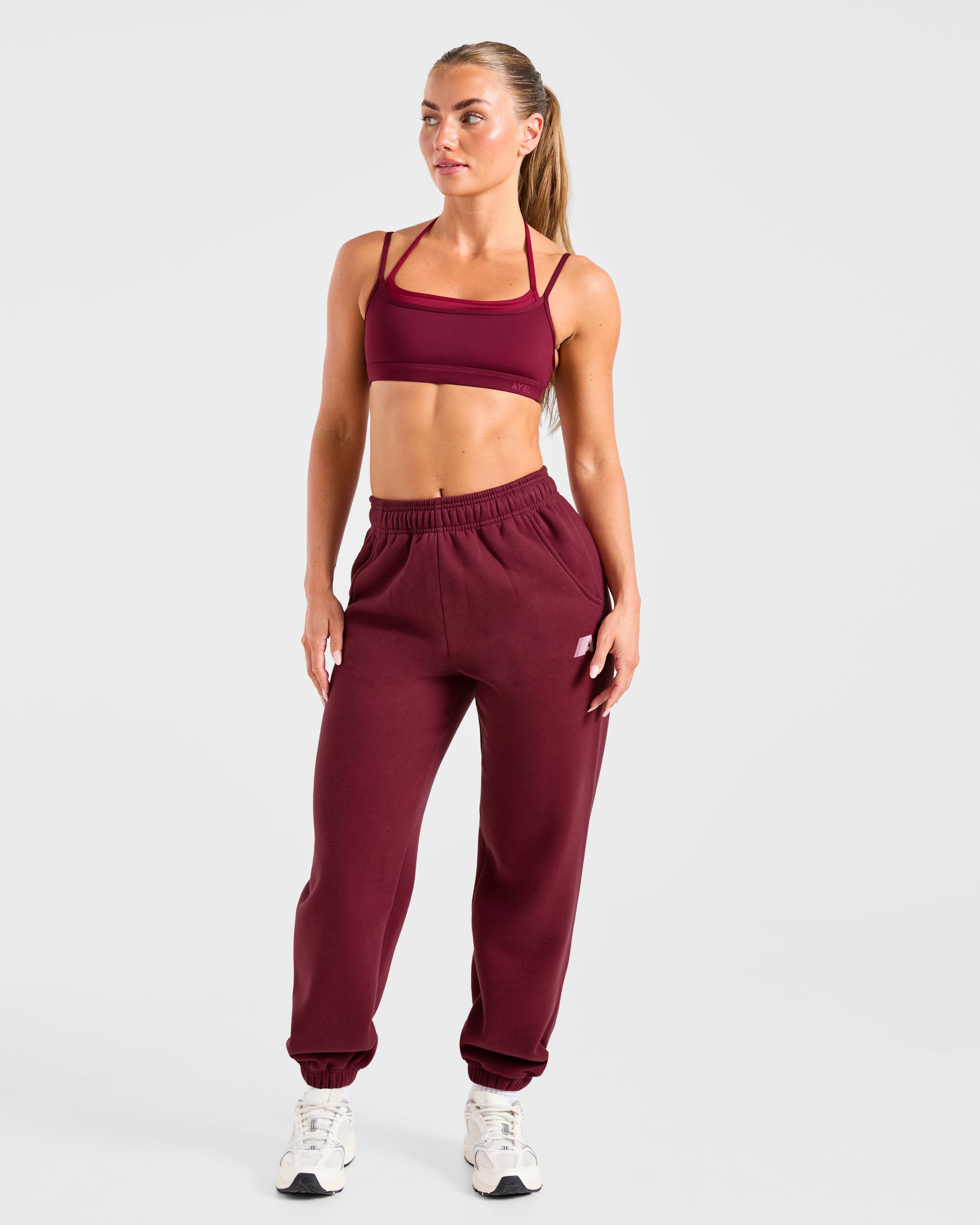 Retro Athletics Oversized Joggers - Deep Raspberry/Pink