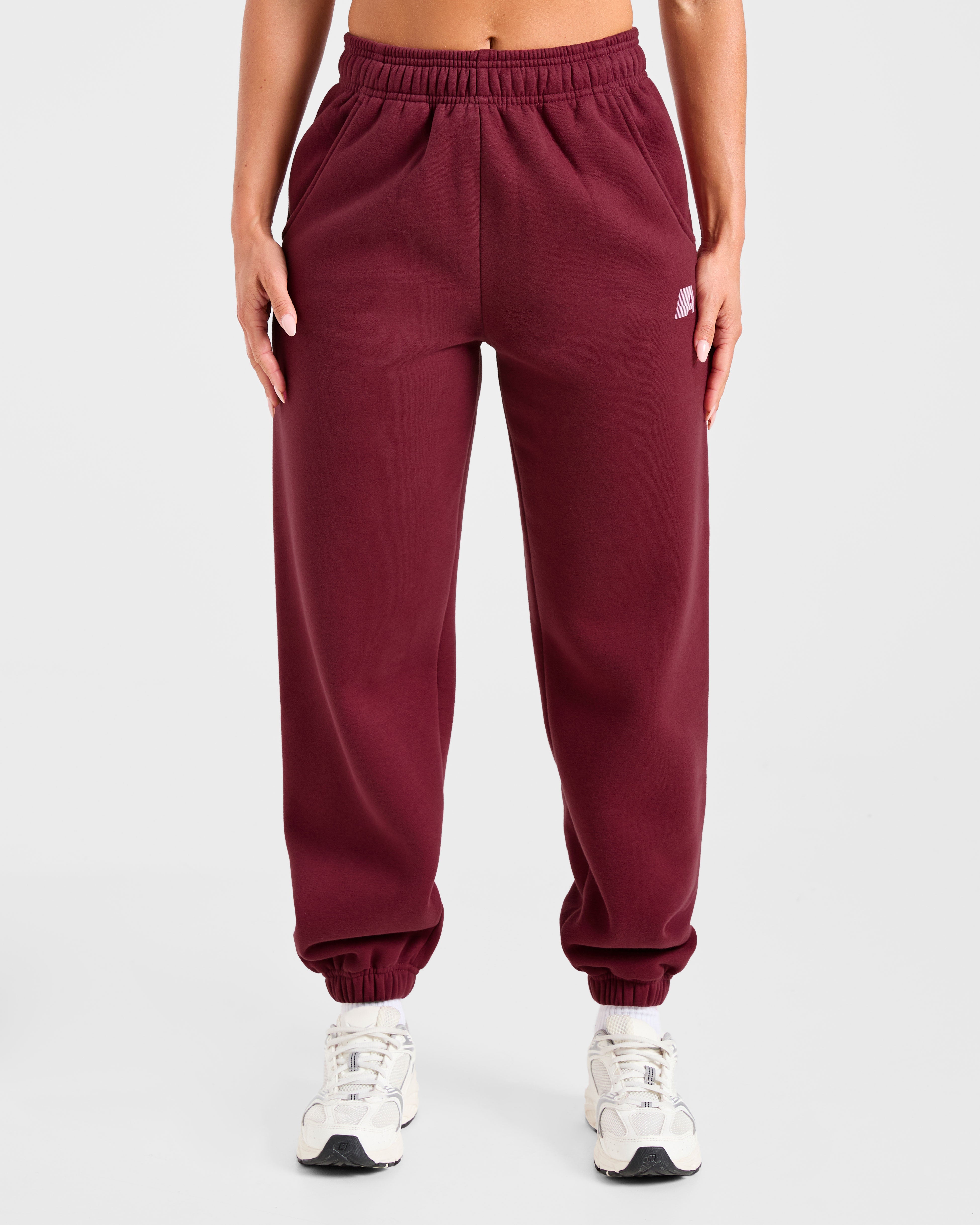 Retro Athletics Oversized Joggers - Deep Raspberry/Pink
