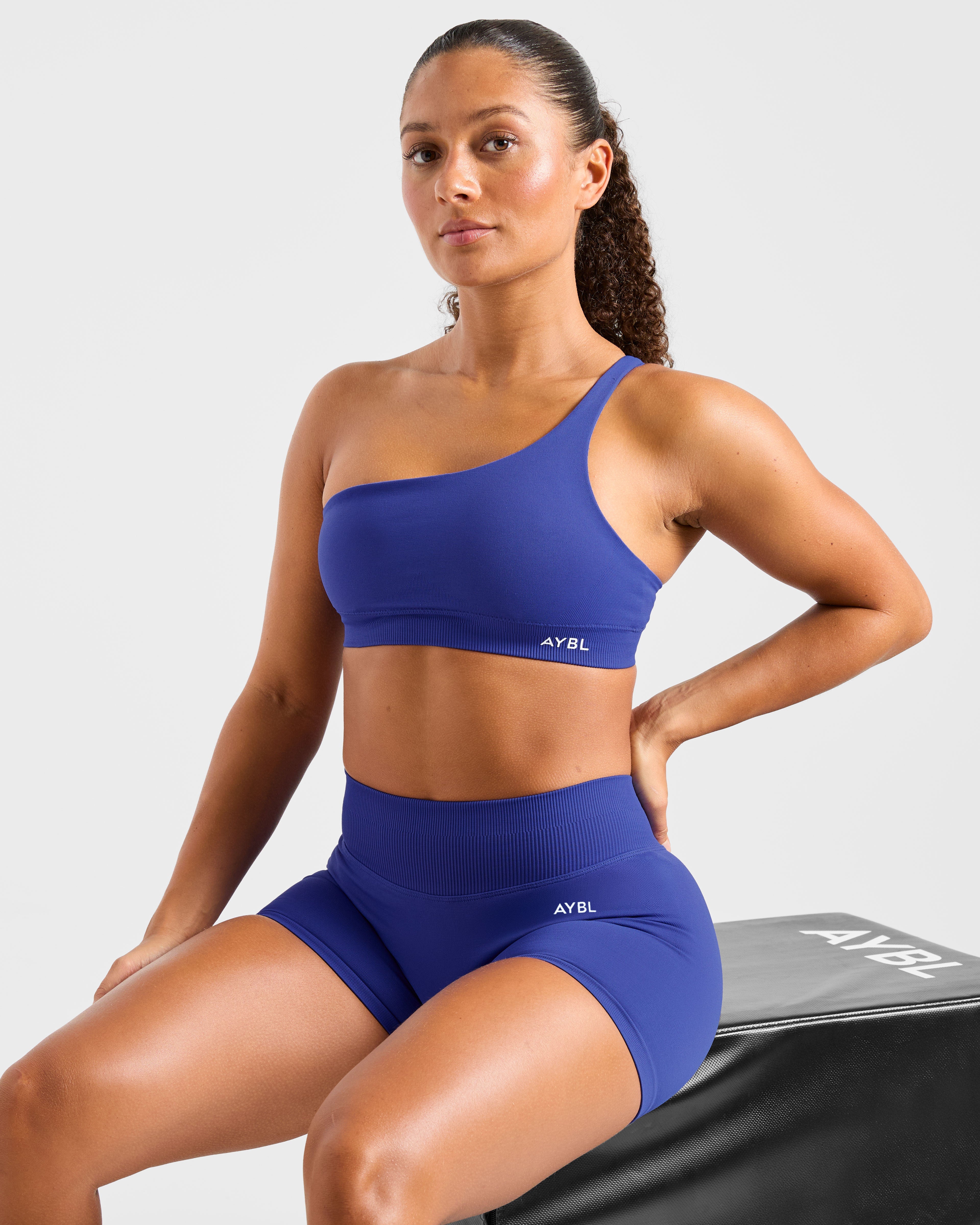 Enhance Seamless One Shoulder Sports Bra - Cobalt Blue