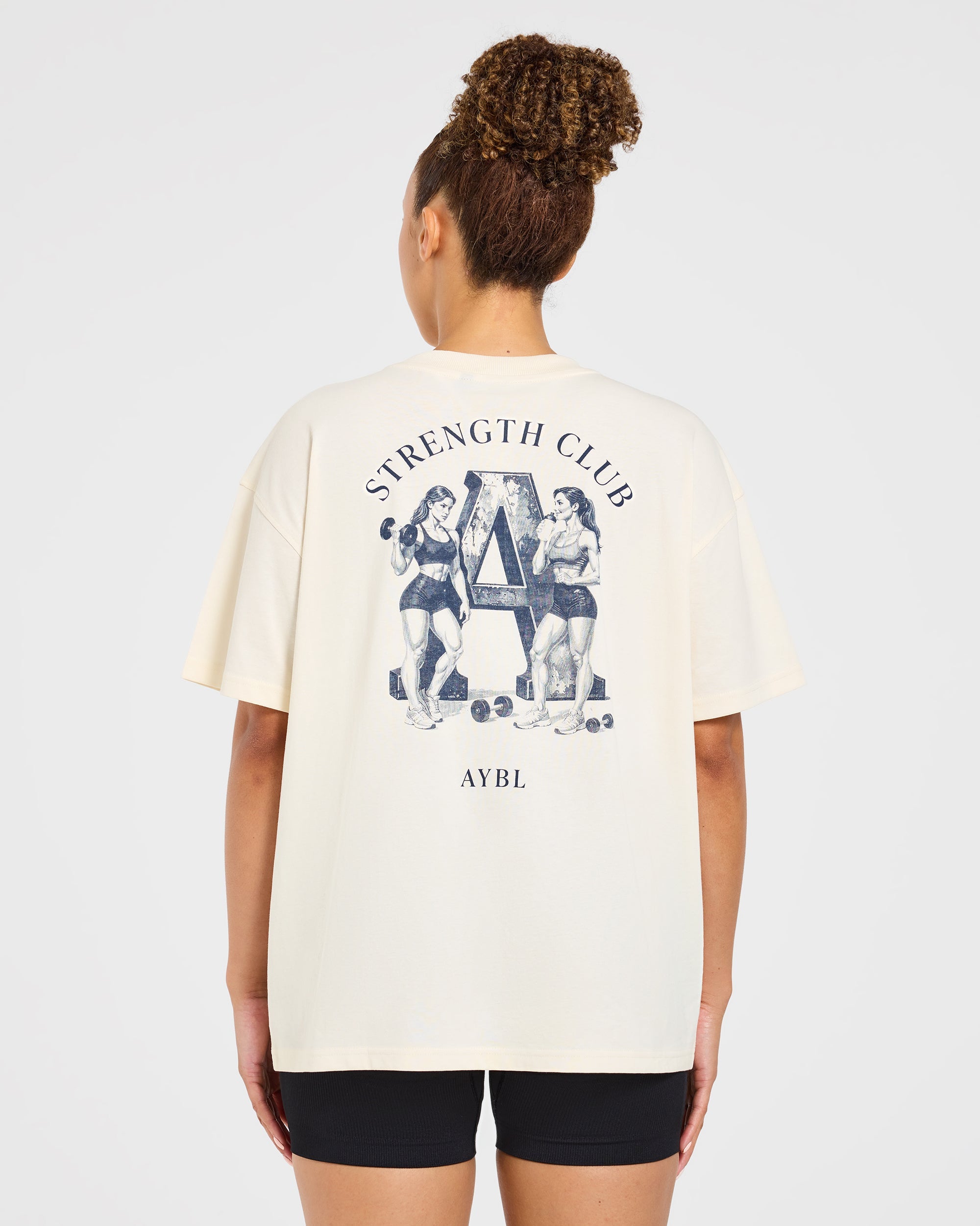 AYBL Strength Club Oversized T Shirt - Cream