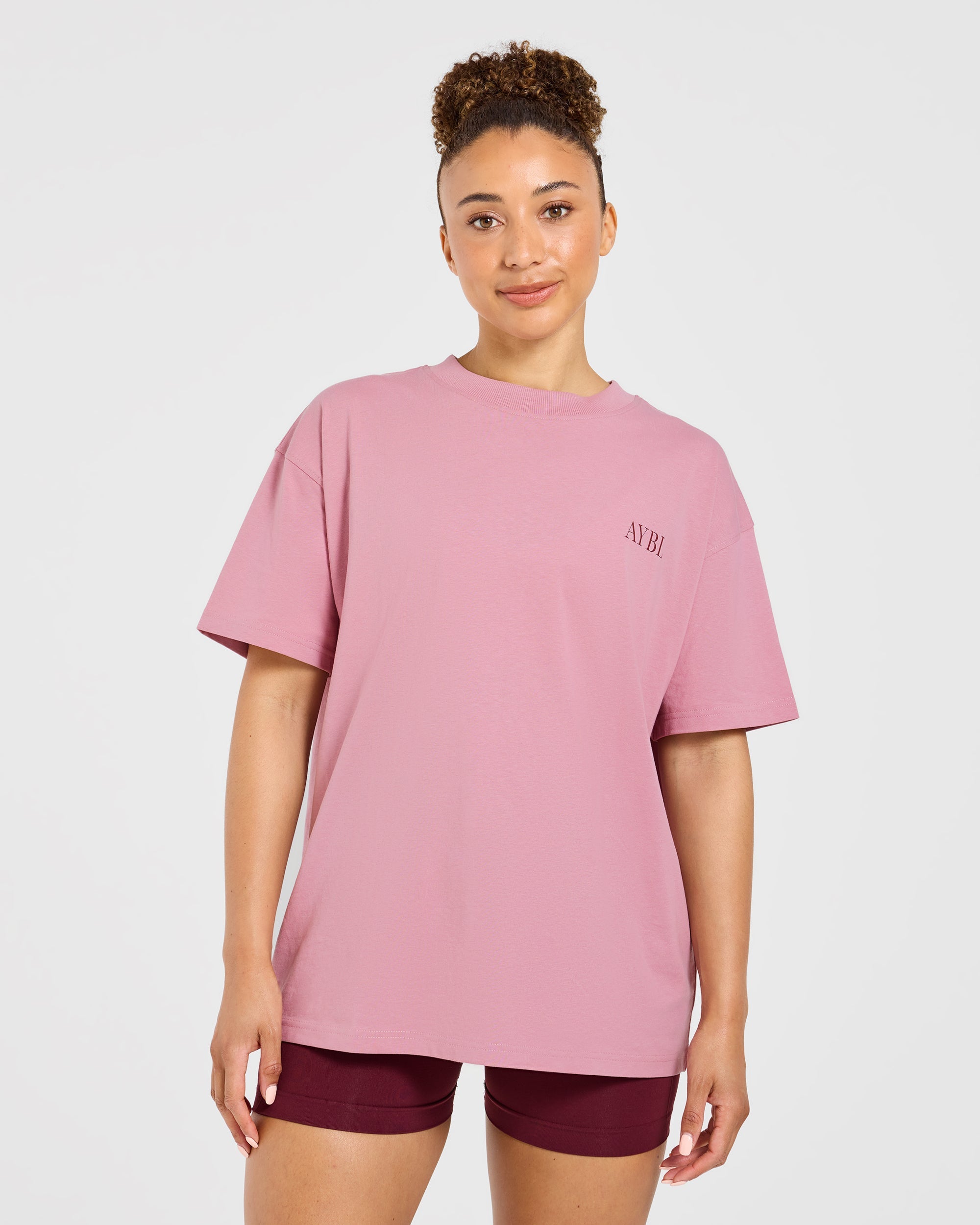 AYBL Strength Club Oversized T Shirt - Dusty Rose