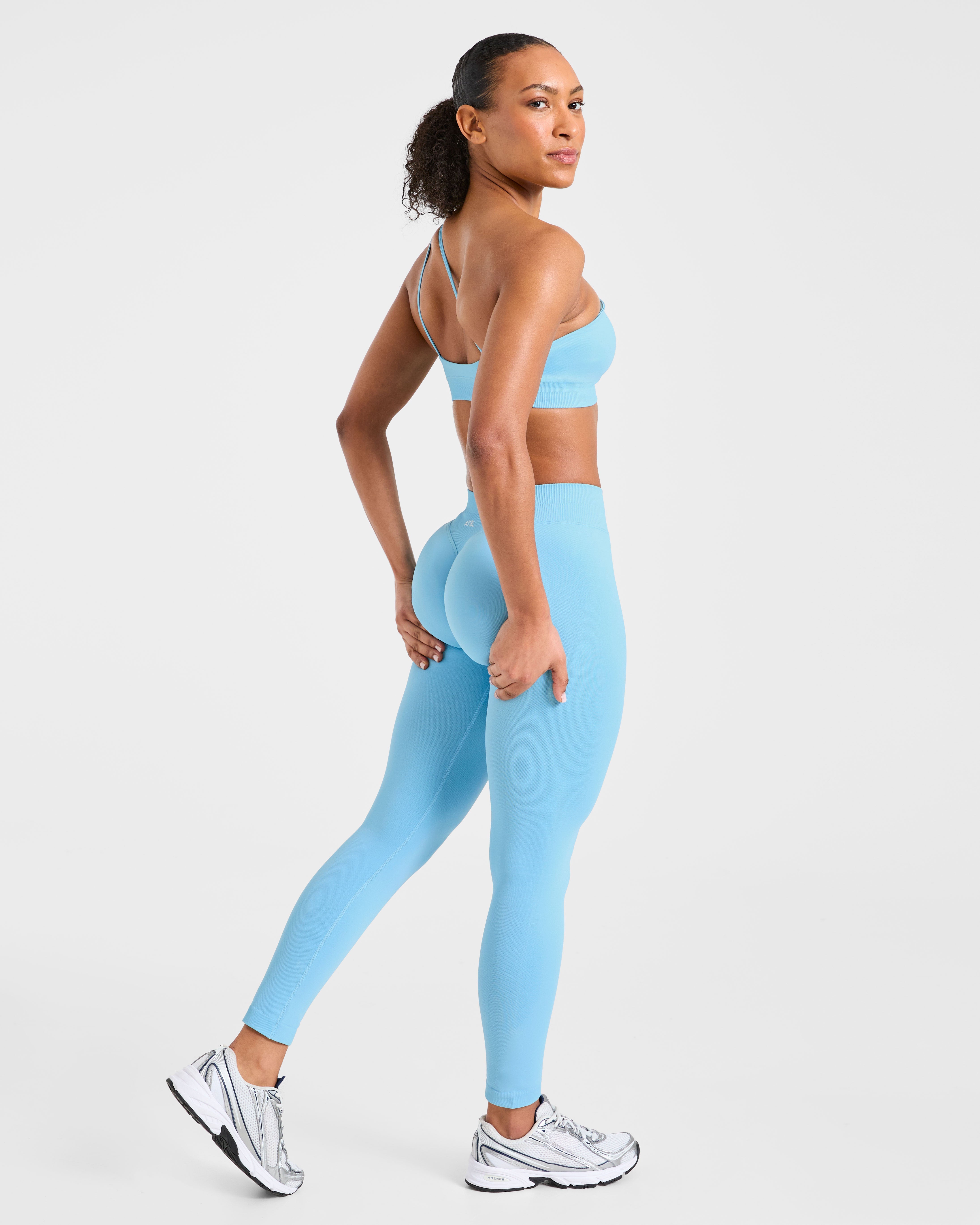 Enhance Seamless One Shoulder Sports Bra - Powder Blue