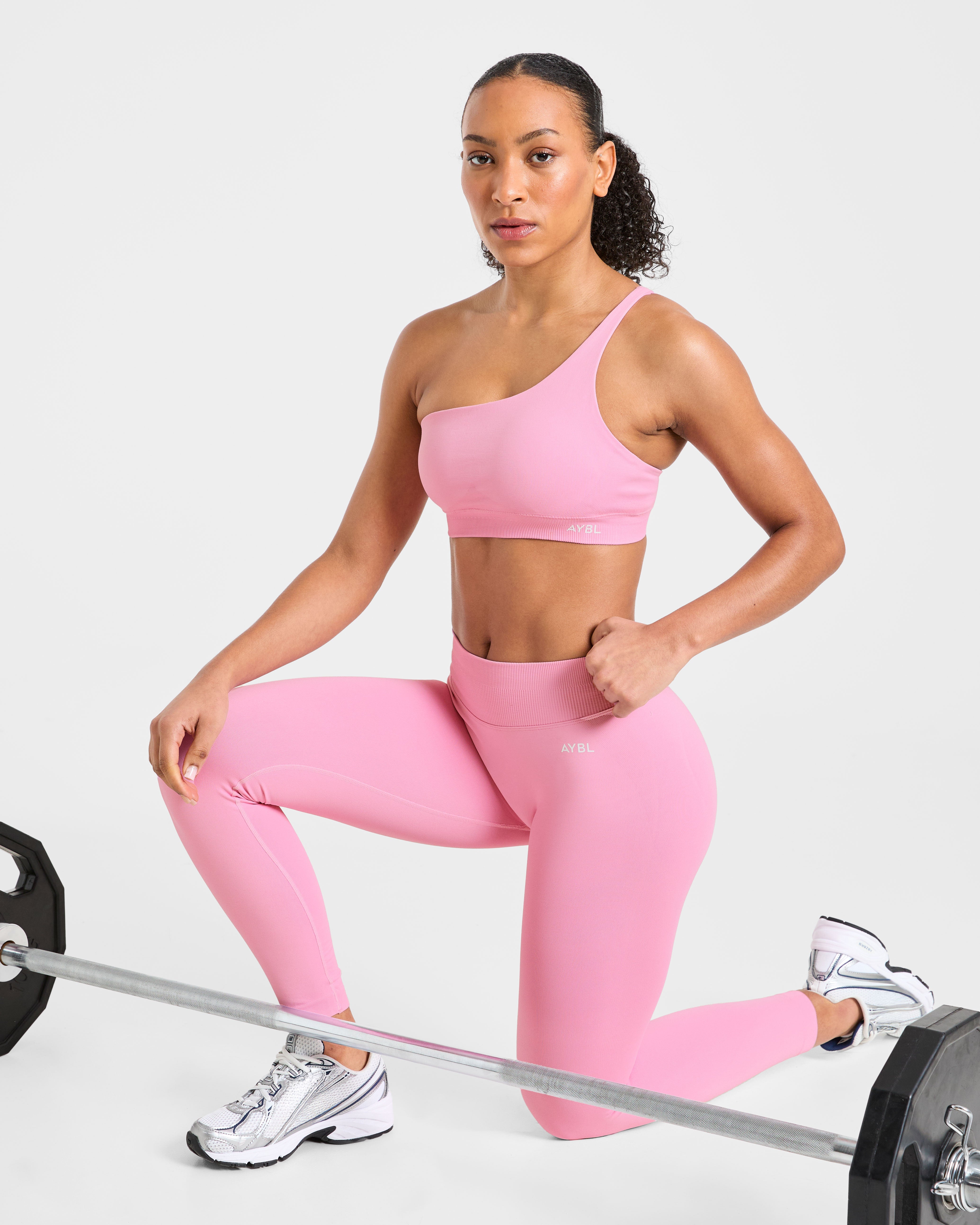 Enhance Seamless One Shoulder Sports Bra - Sugar Pink