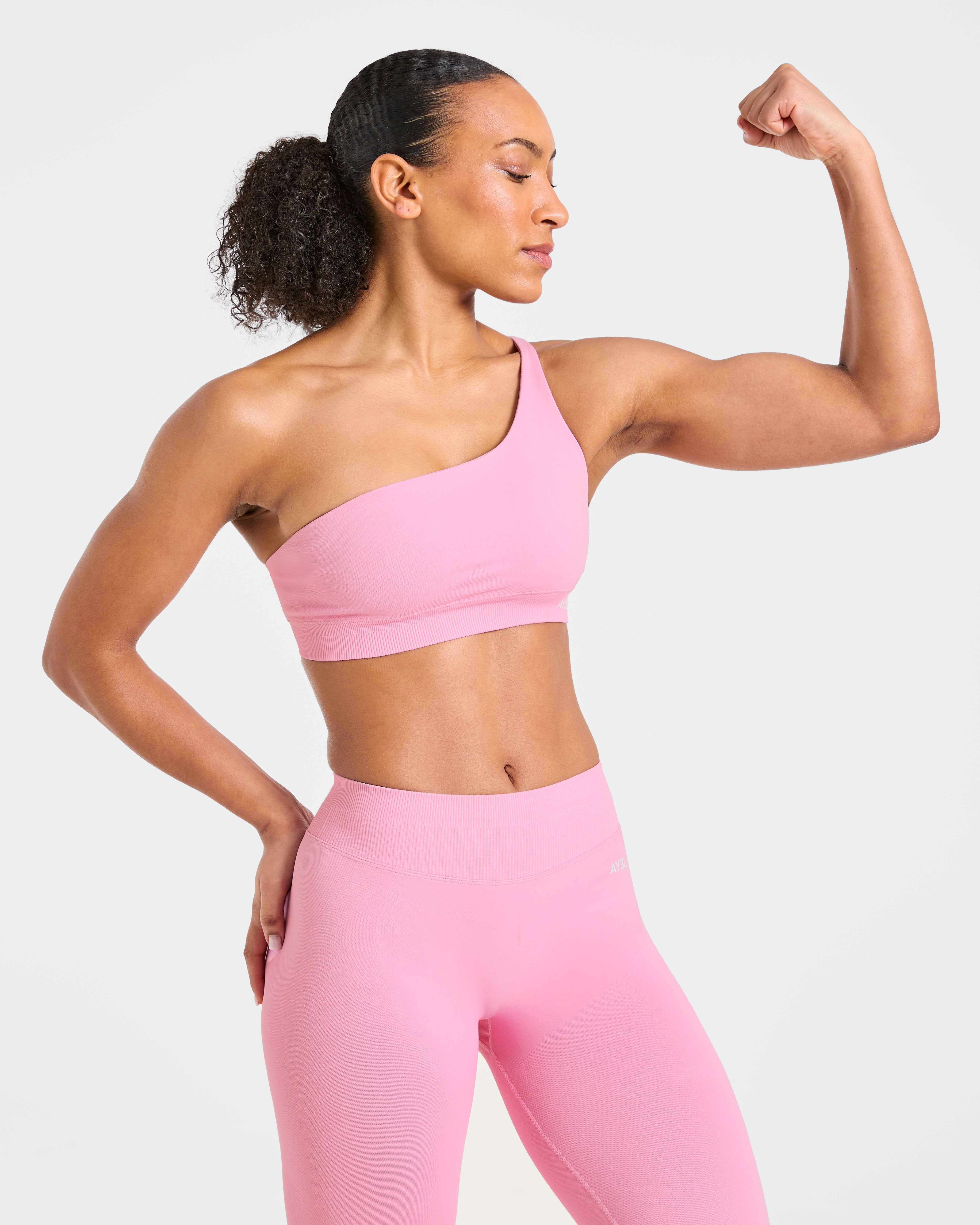 Enhance Seamless One Shoulder Sports Bra - Sugar Pink