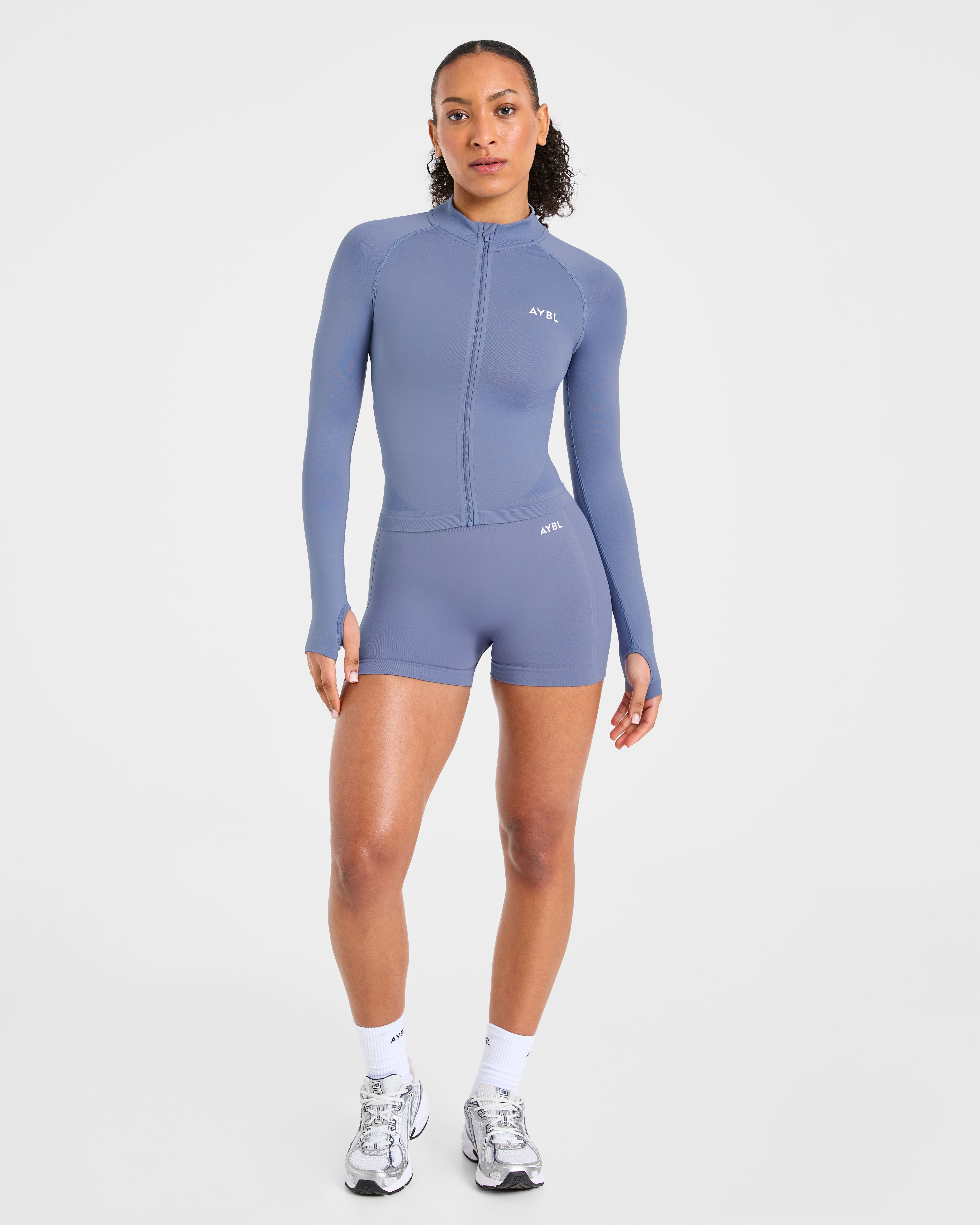 Empower Seamless Full Zip Jacket - Slate Blue