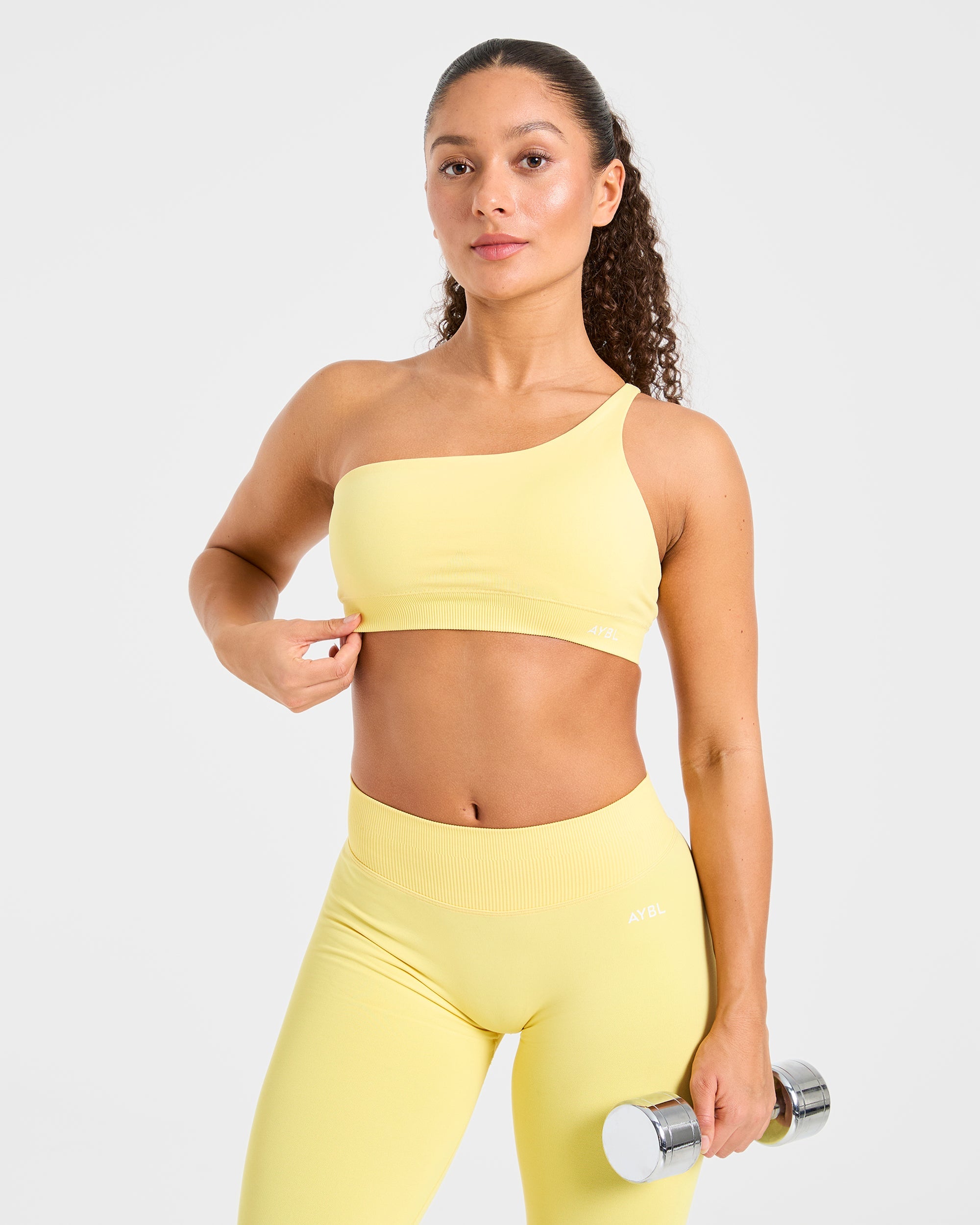 Enhance Seamless One Shoulder Sports Bra - Bright Yellow