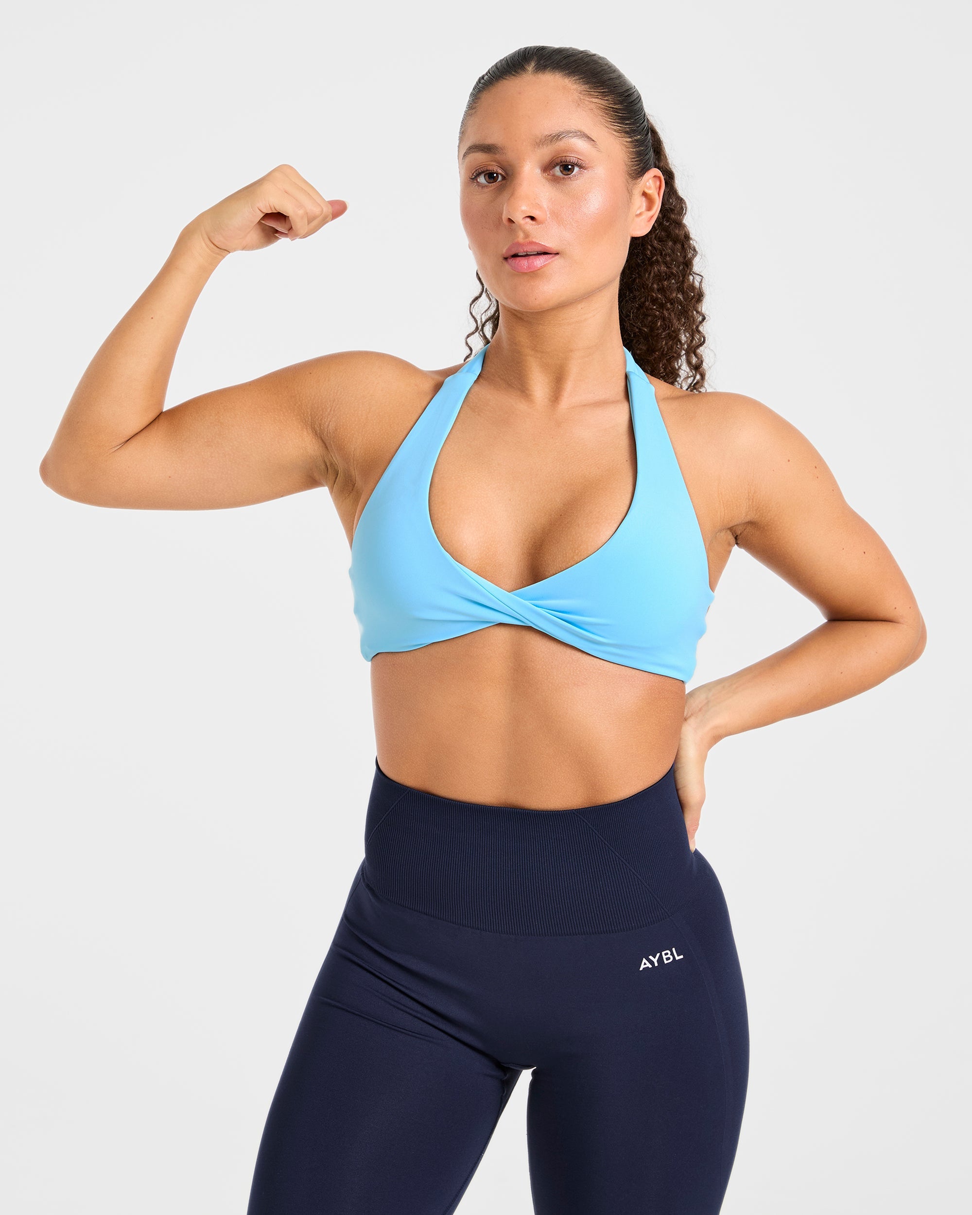Essential Halterneck Sports Bra - Vibrant Blue