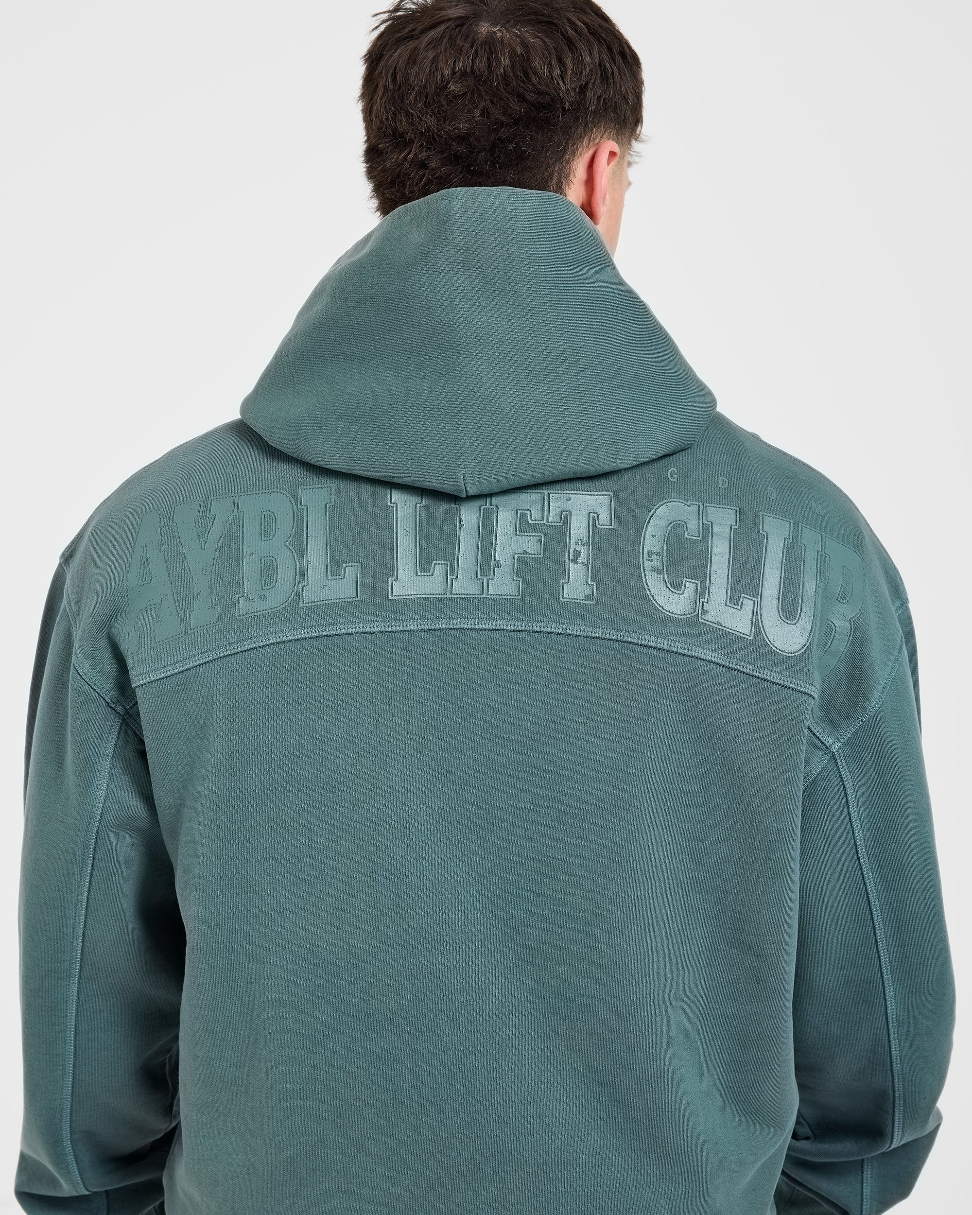 Lift Club Distressed Hoodie - Washed Teal