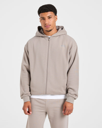 Craft Oversized Zip Up Hoodie - Fog