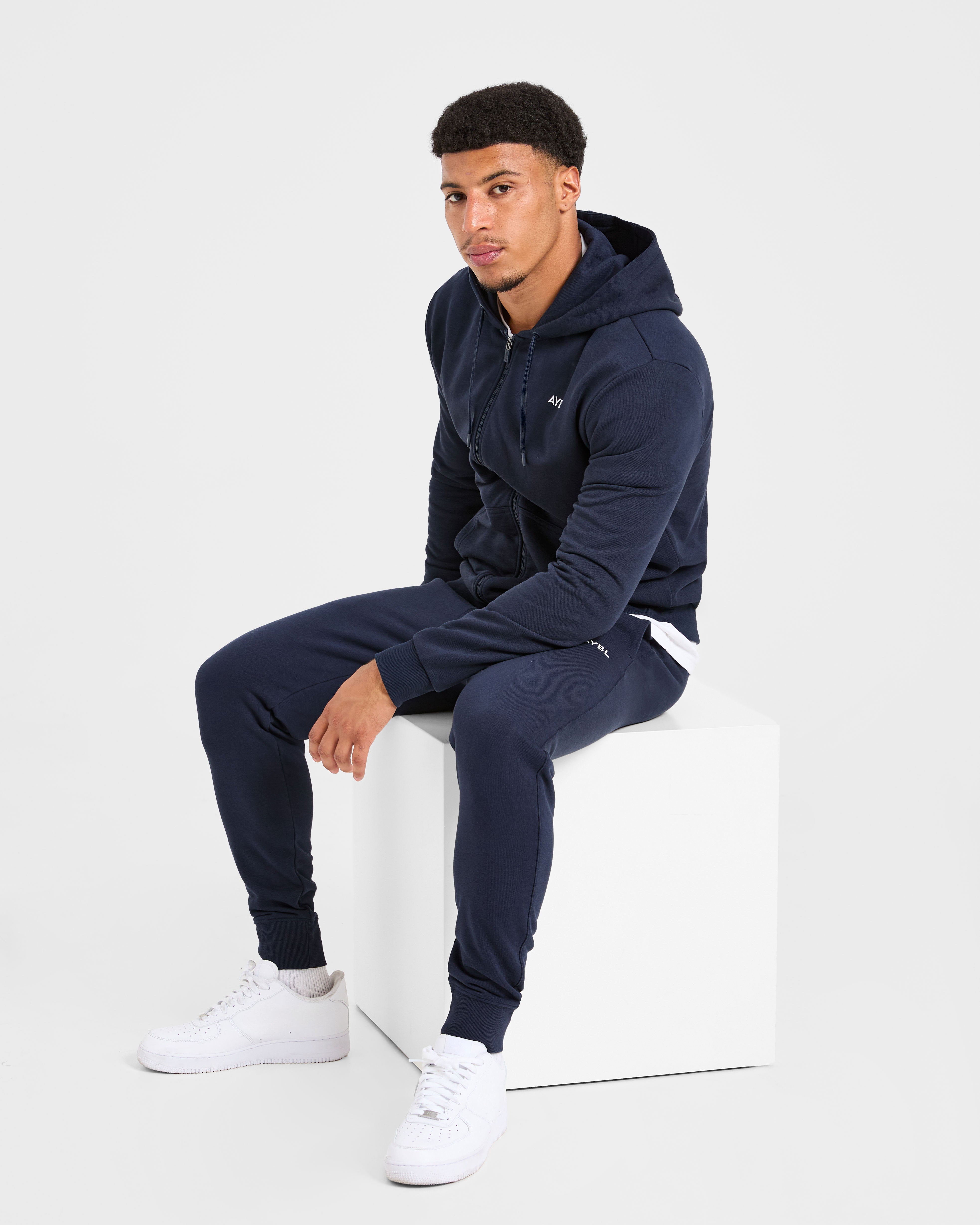 【Aya】Heve クラウドブルゾン ネイビー Ribbed Varsity Quarter Zip – Addison Bay®