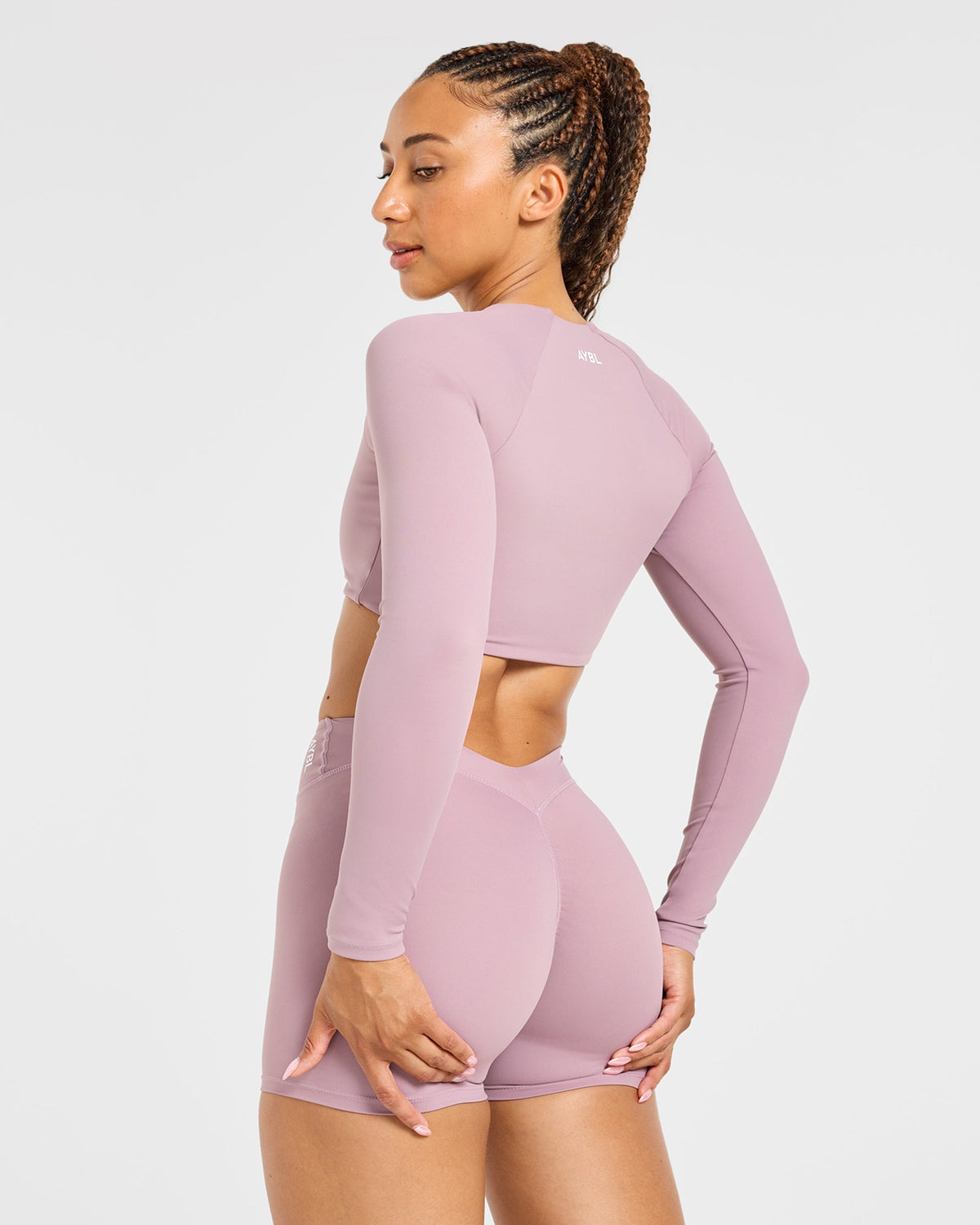 Physique Long Sleeve Crop Top - Dusty Mauve