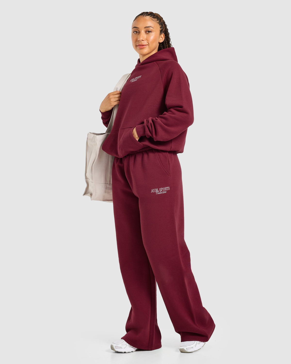 Sports Collective Oversized Straight Leg Joggers - Burgundy
