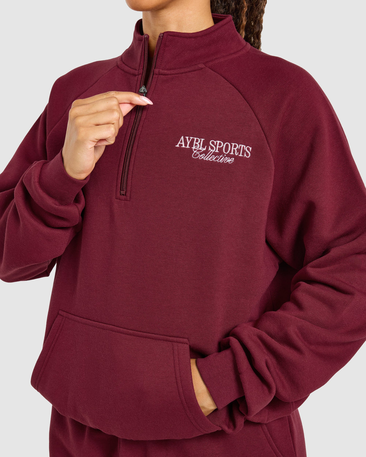 Sports Collective Oversized 1/4 Zip Pullover - Burgundy