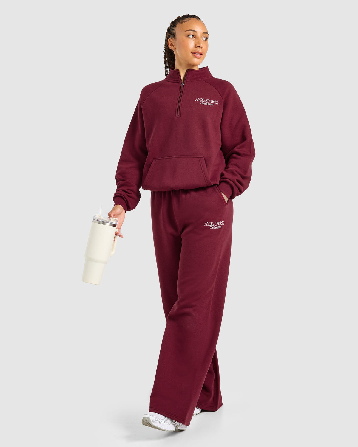 Sports Collective Oversized 1/4 Zip Pullover - Burgundy