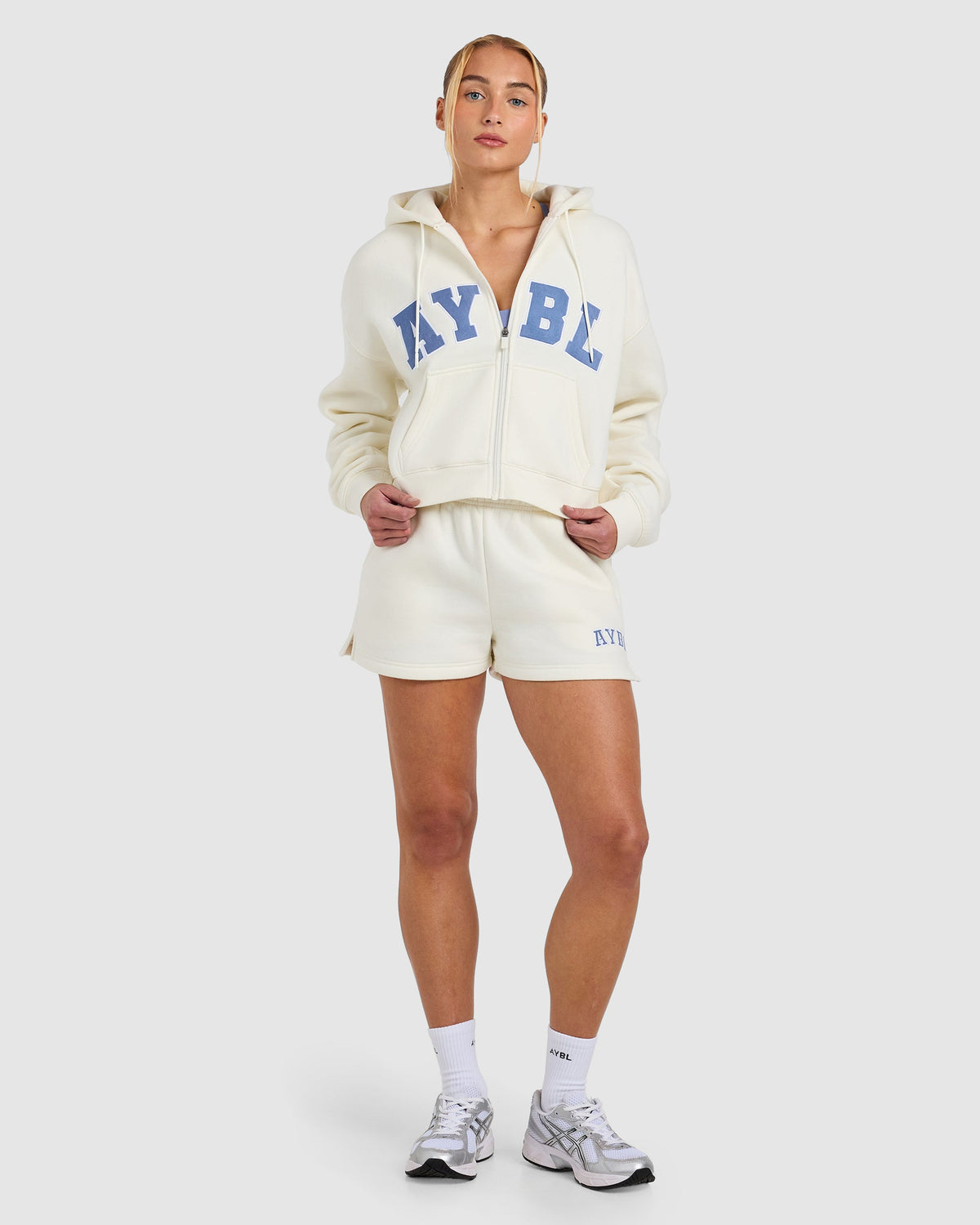 Varsity 2.0 Boxy Zip Up Hoodie - Off White