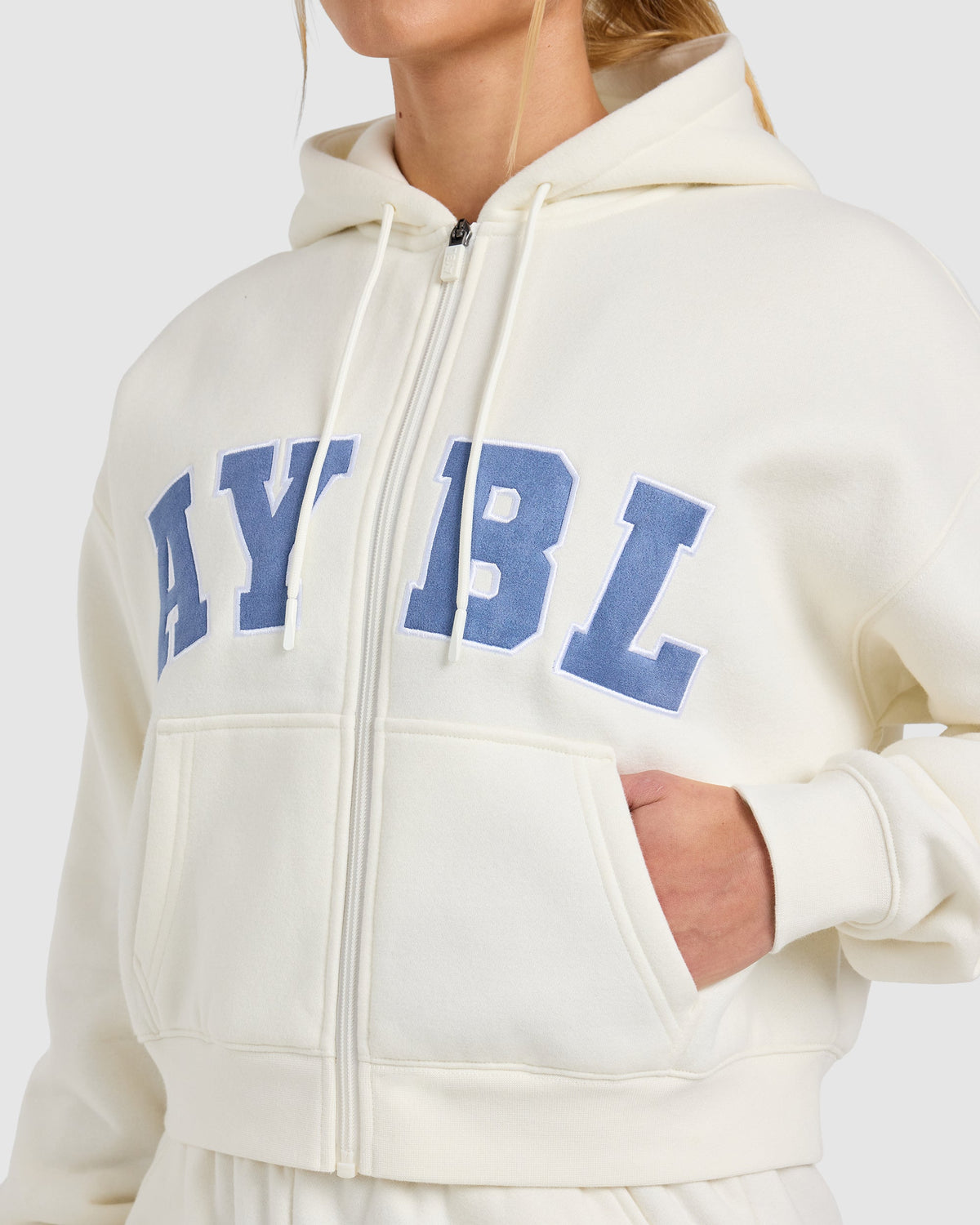 Varsity 2.0 Boxy Zip Up Hoodie - Off White