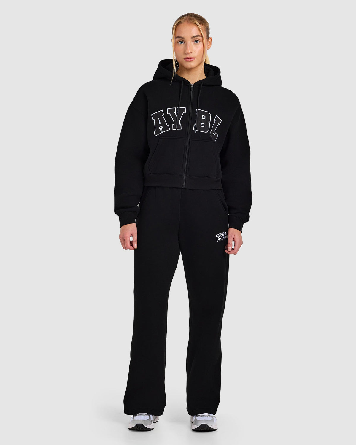 Varsity 2.0 Boxy Zip Up Hoodie - Black