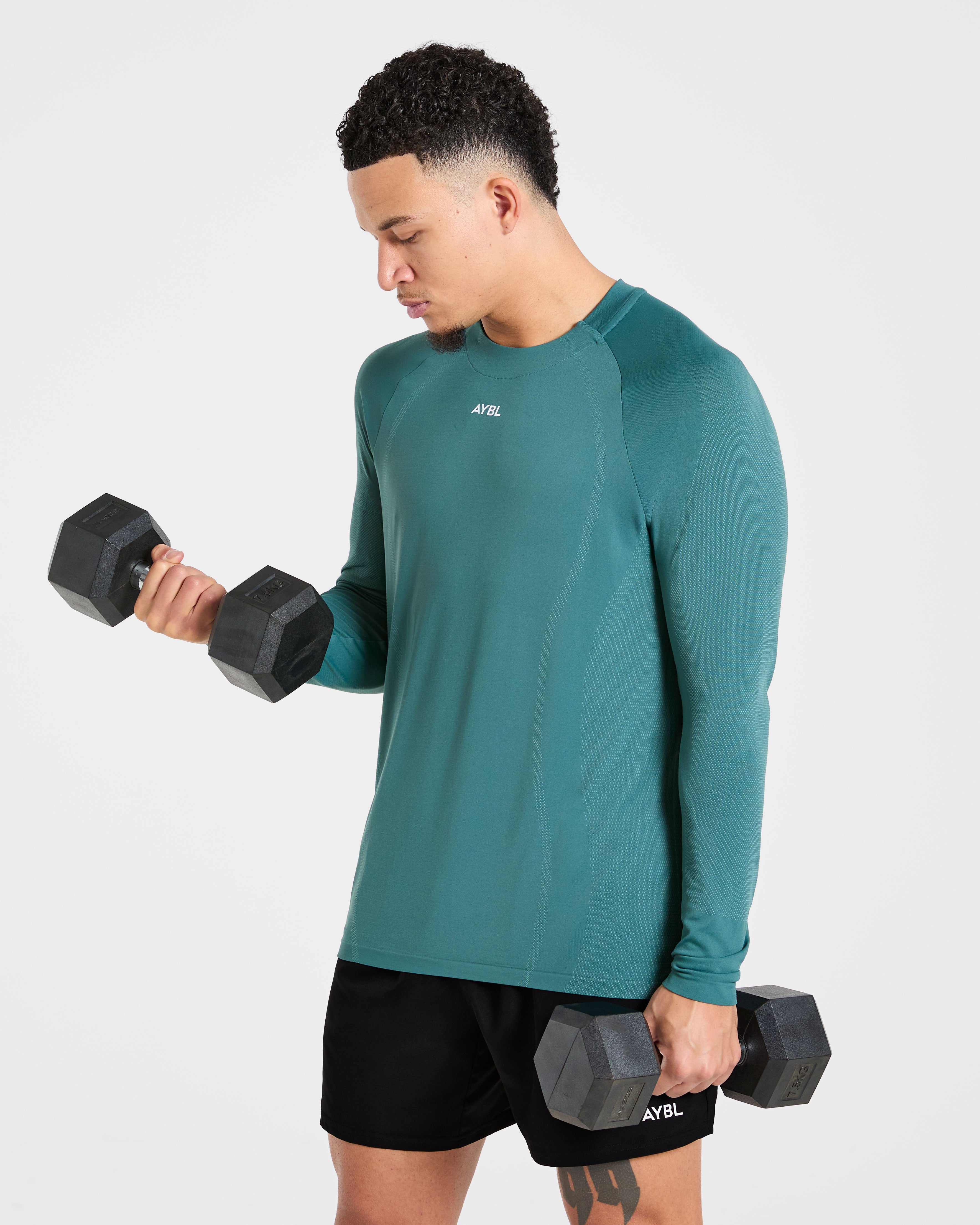 Attain Seamless Long Sleeve T Shirt - Pine Forest