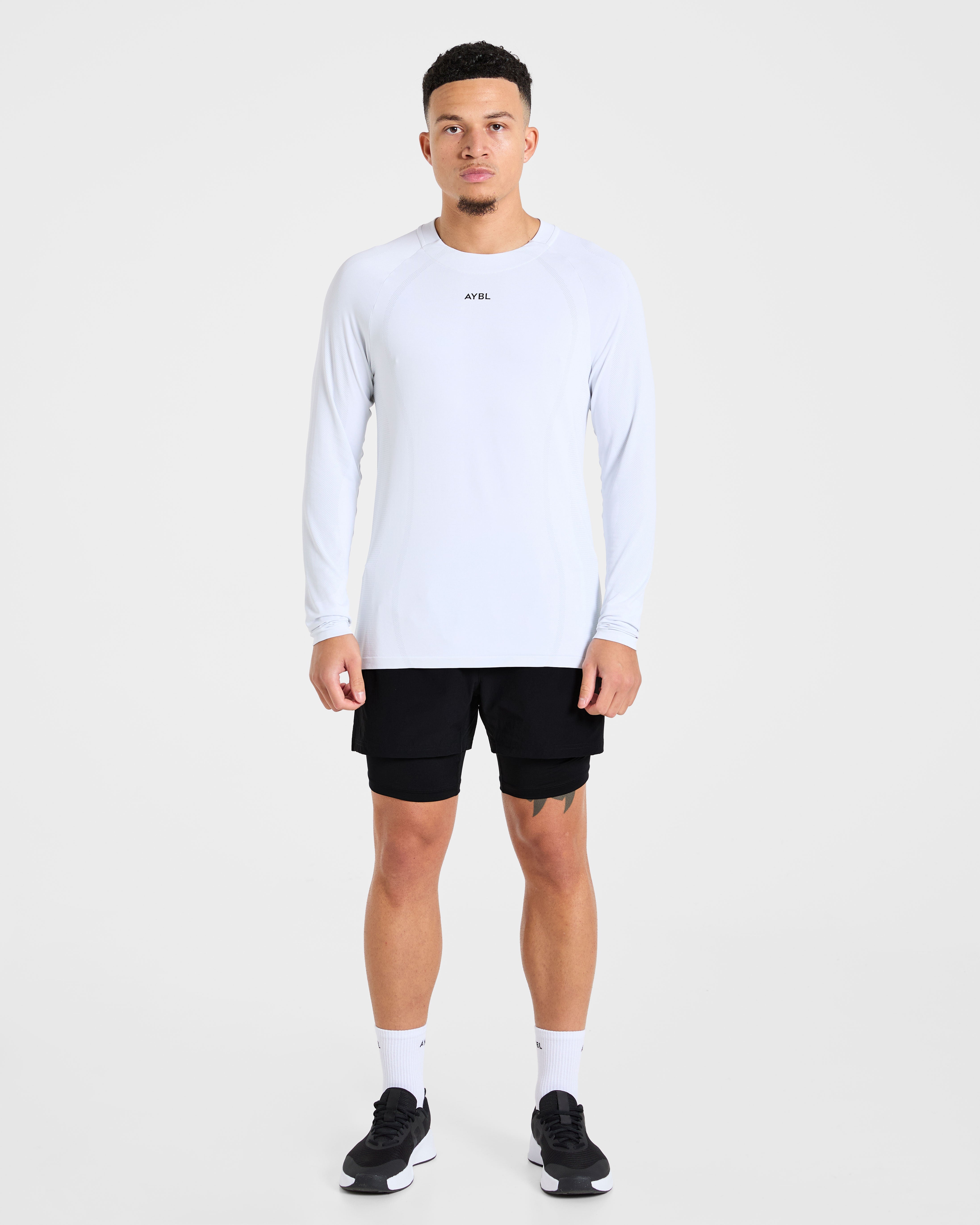 Attain Seamless Long Sleeve T Shirt - Storm White
