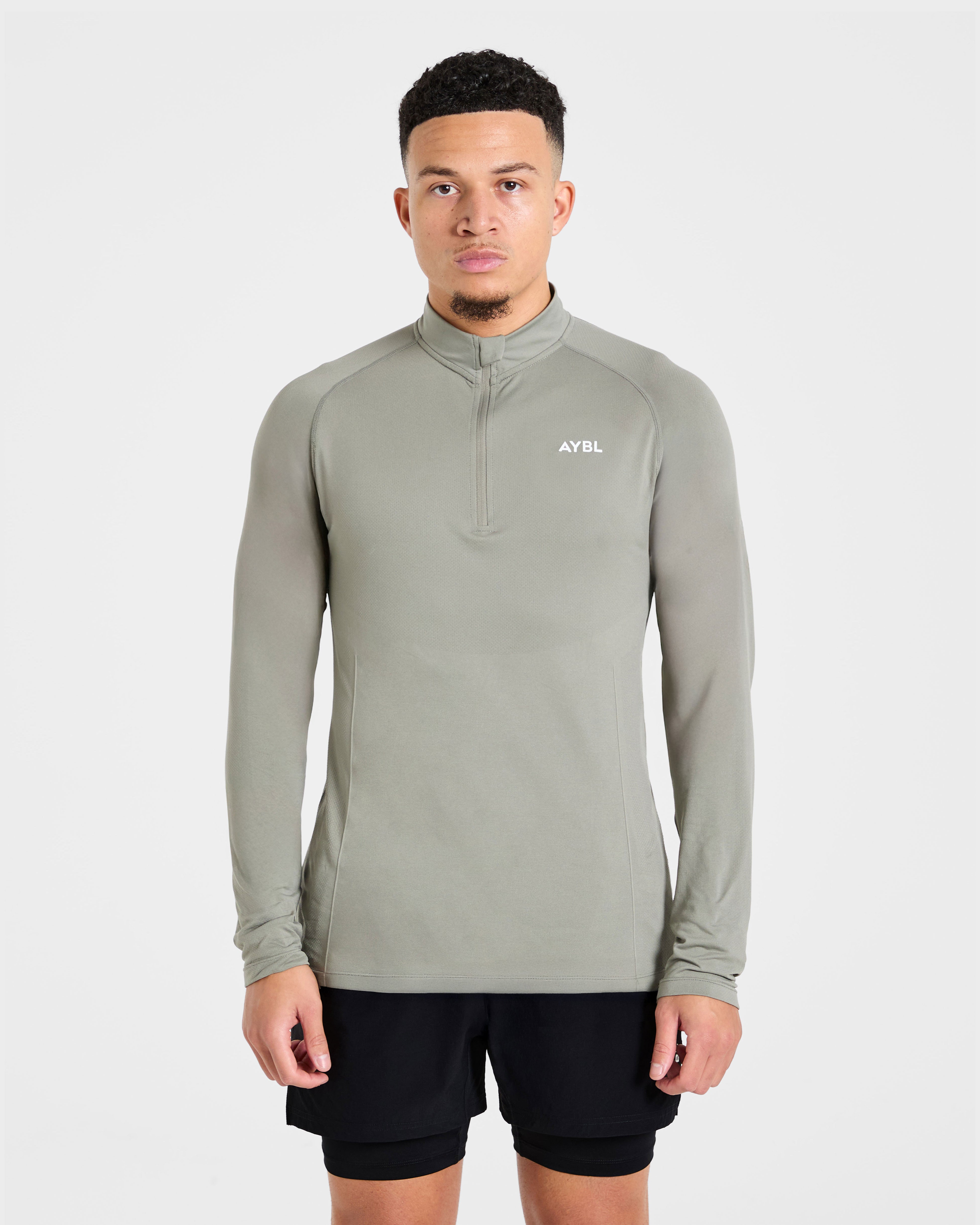 Essential Seamless 1/4 Zip Pullover - Grey Marl