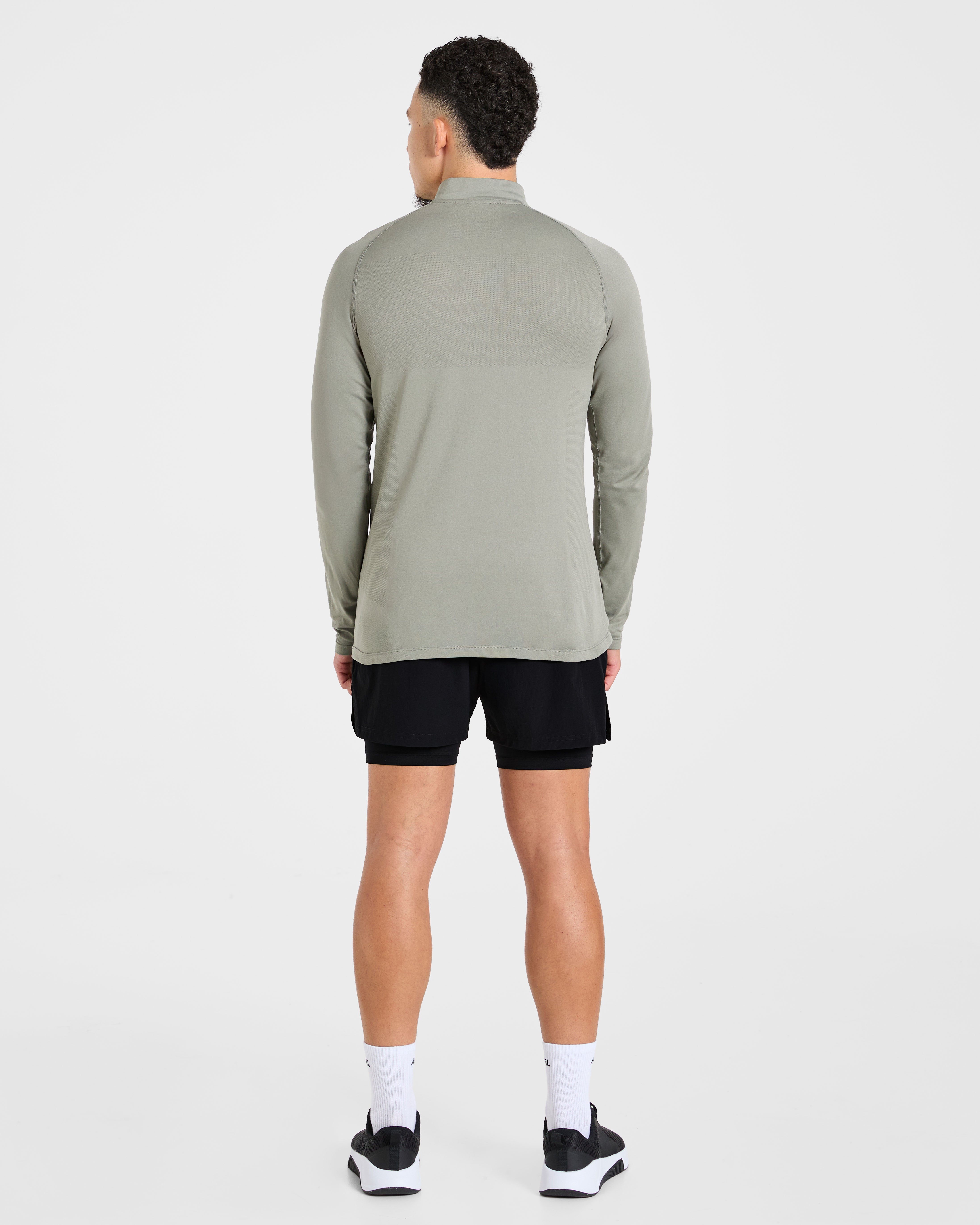 Essential Seamless 1/4 Zip Pullover  - Olive