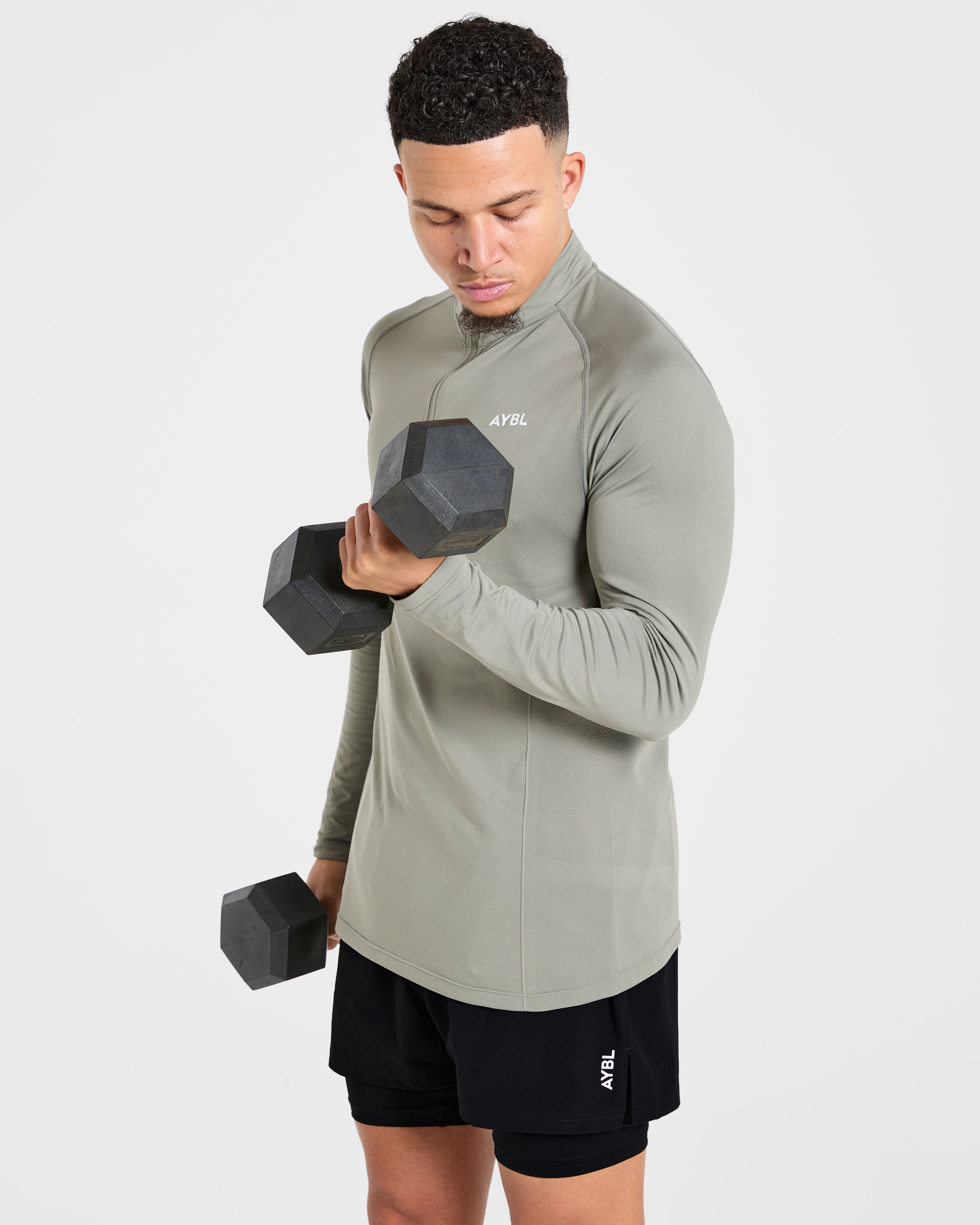 Essential Seamless 1/4 Zip Pullover  - Olive