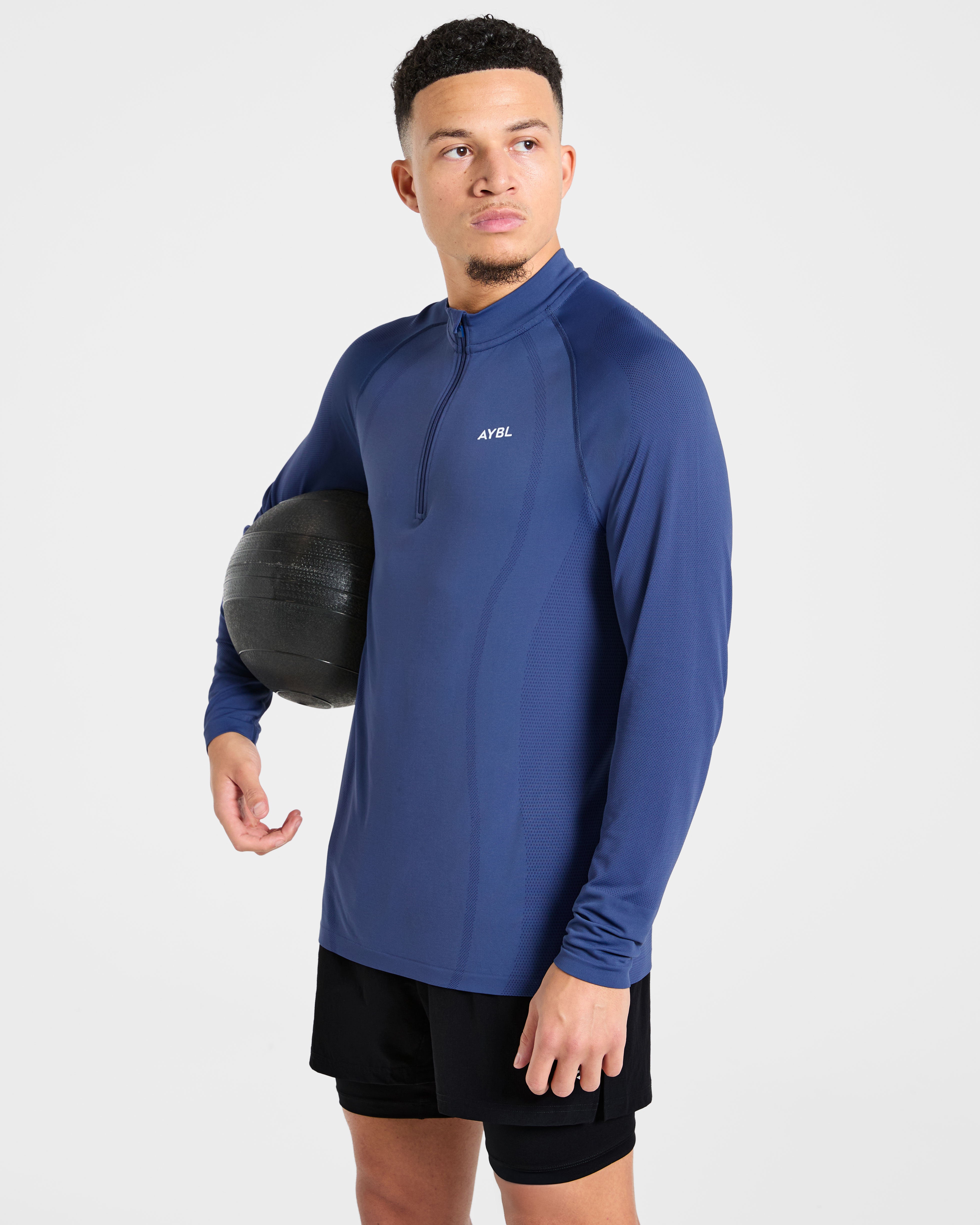 Attain Seamless 1/2 Zip Pullover - Dusky Navy