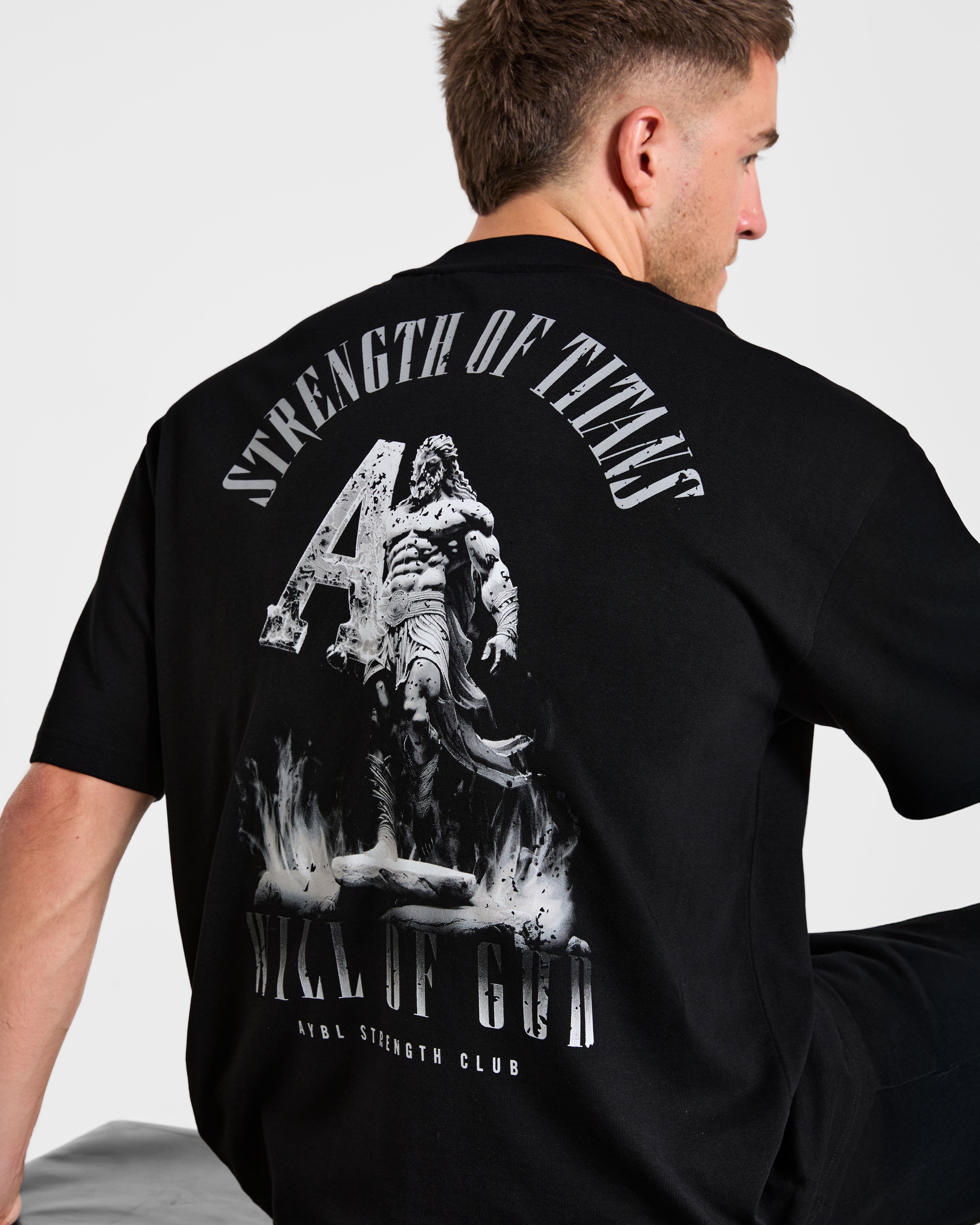 Strength Of Titans Oversized T Shirt - Black