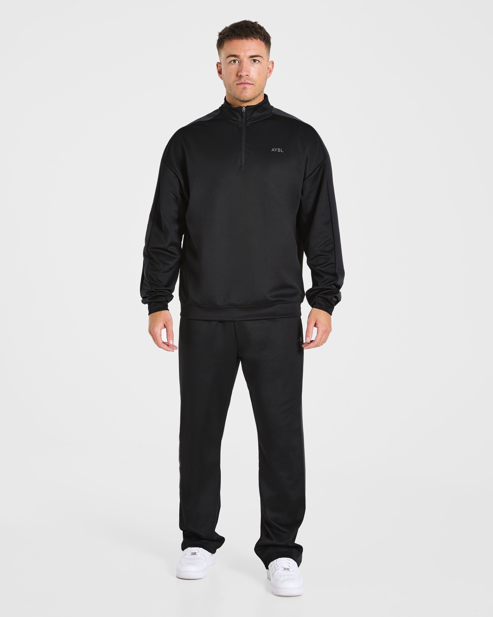 Classic Track Straight Leg Joggers - Black/Charcoal