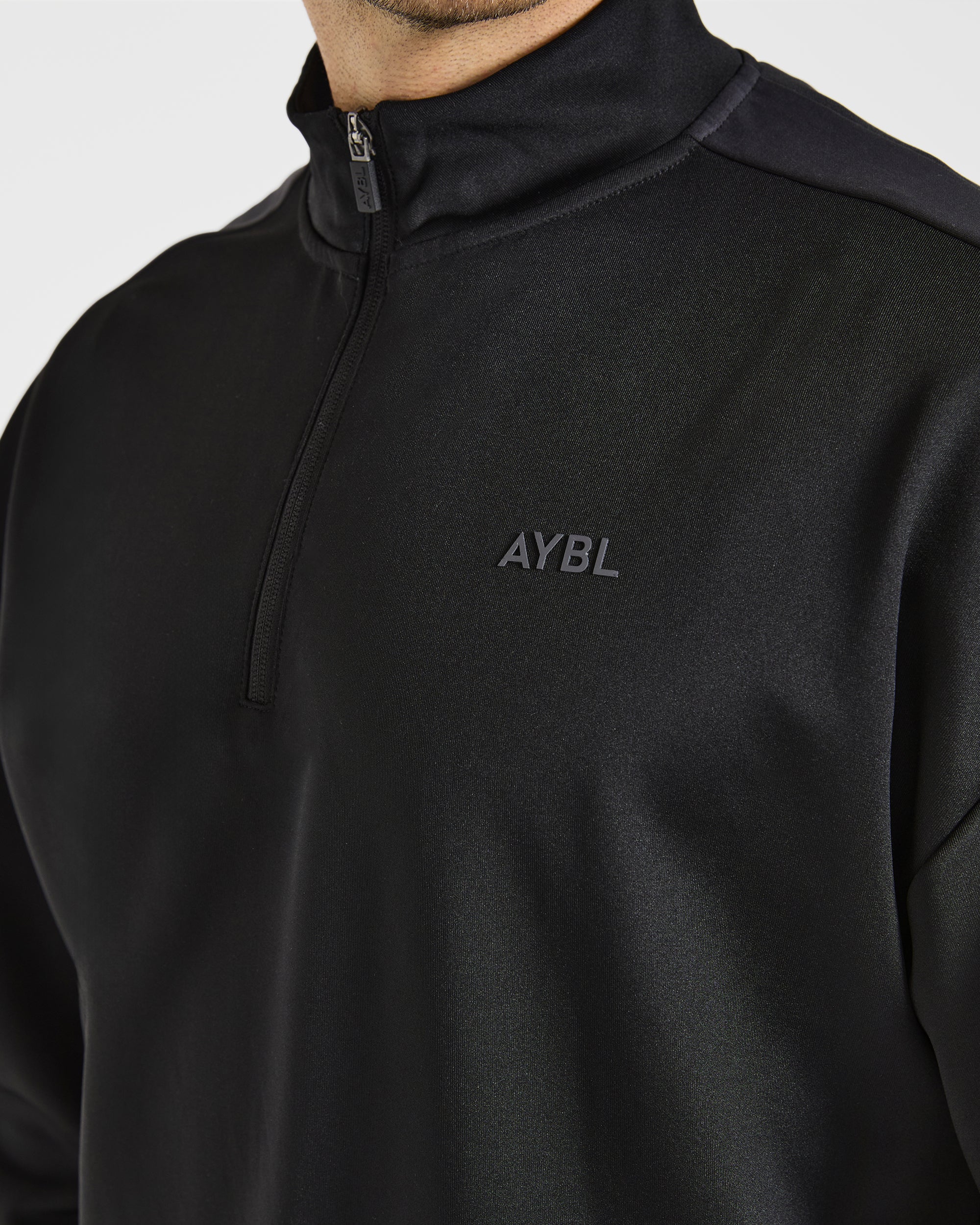 Classic Track 1/4 Zip Pullover - Black/Charcoal