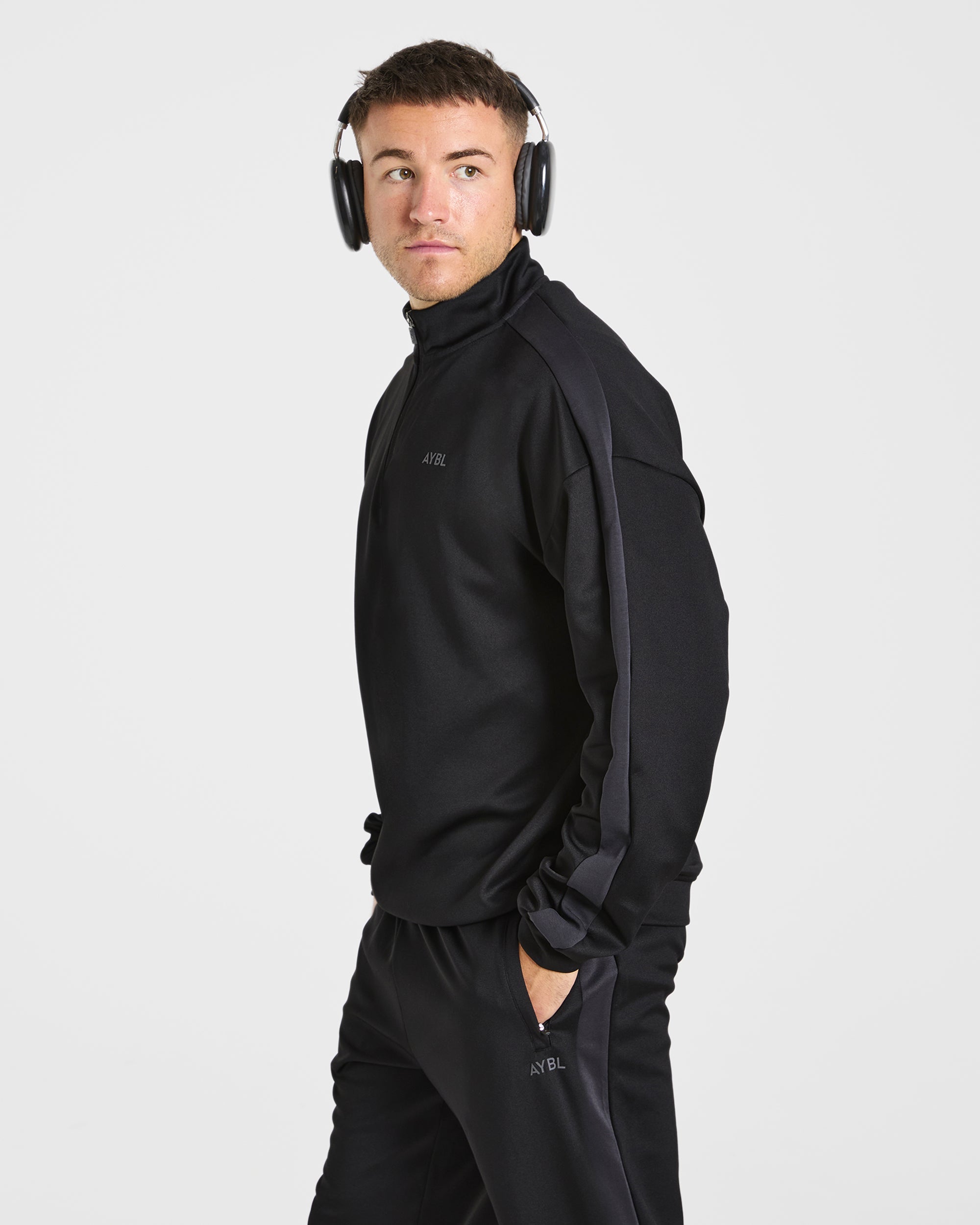 Classic Track 1/4 Zip Pullover - Black/Charcoal