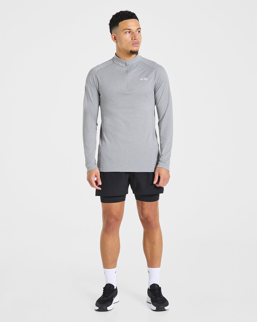 Essential Seamless 1/4 Zip Pullover - Grey Marl