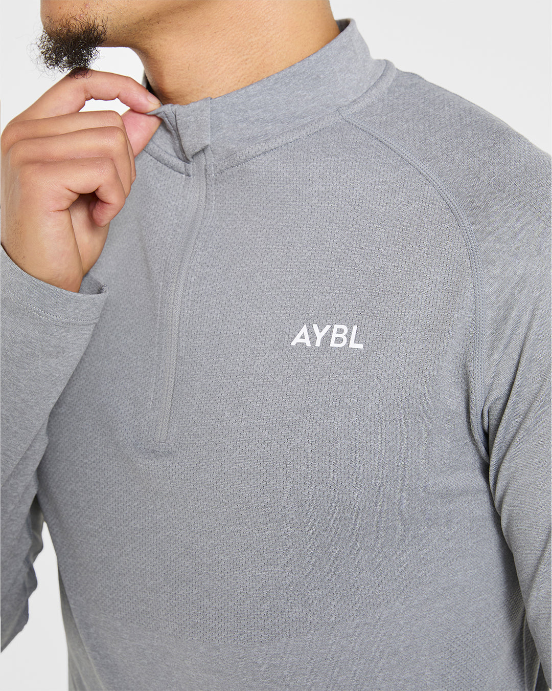 Essential Seamless 1/4 Zip Pullover - Grey Marl