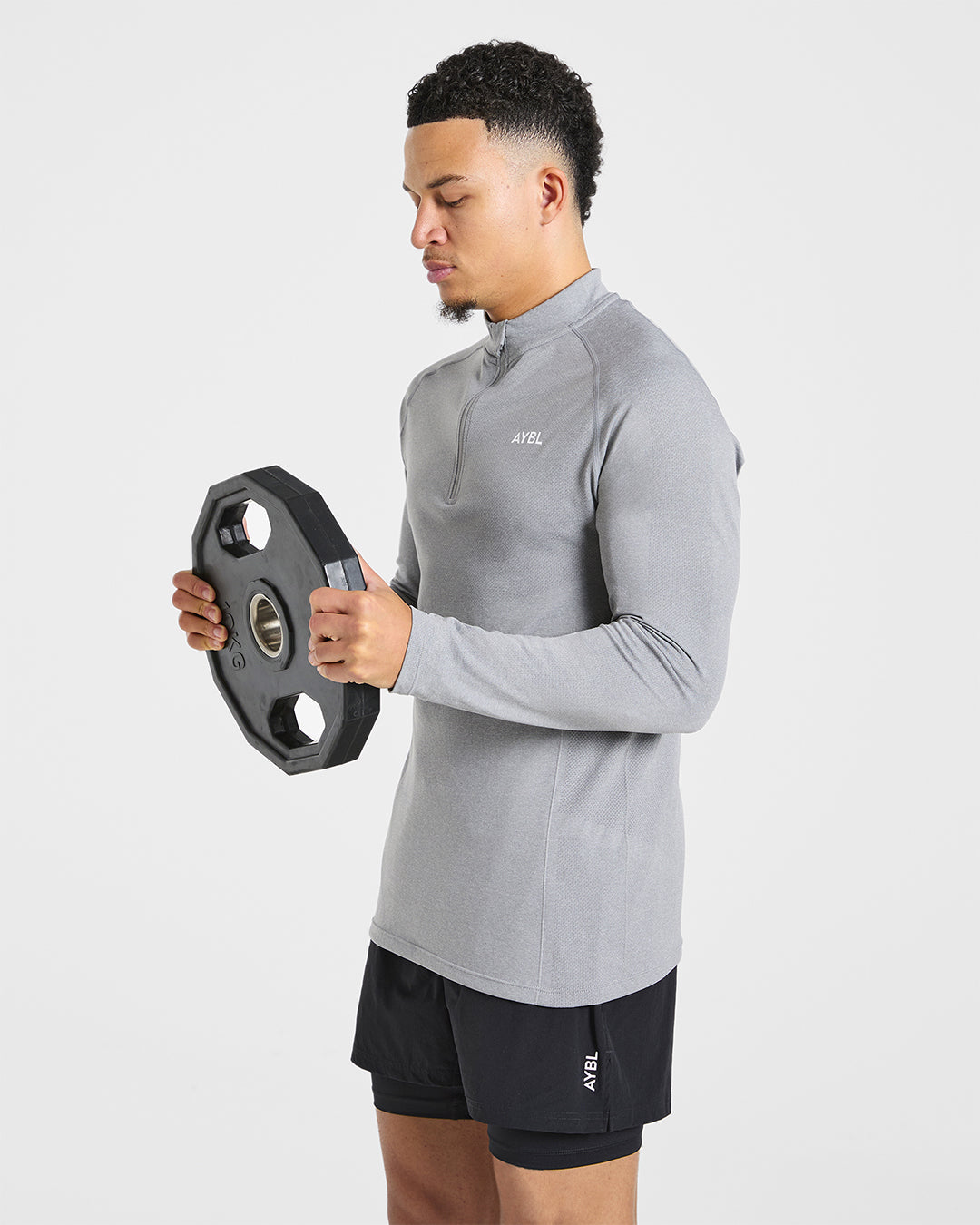 Essential Seamless 1/4 Zip Pullover - Grey Marl