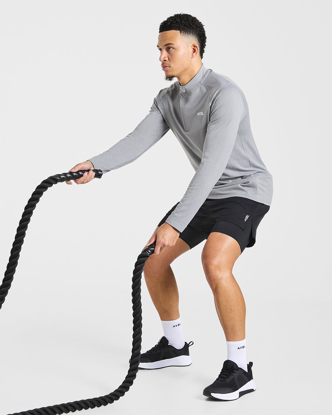 Essential Seamless 1/4 Zip Pullover - Grey Marl