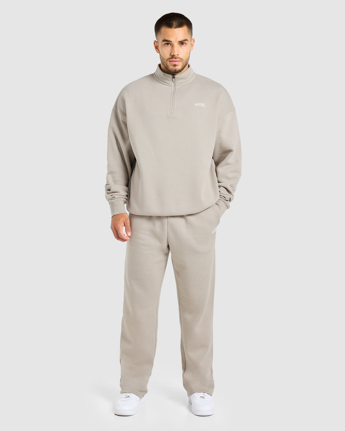 Essential Oversized 1/4 Zip Pullover - Stone