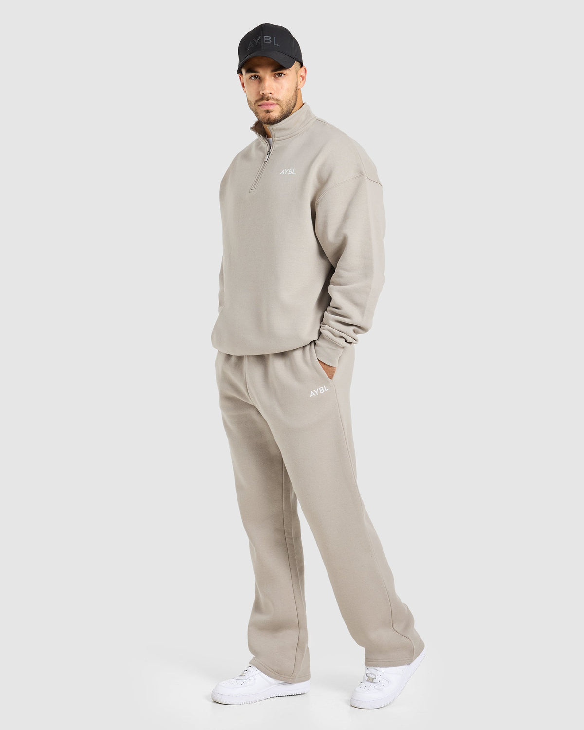 Essential Oversized 1/4 Zip Pullover - Stone