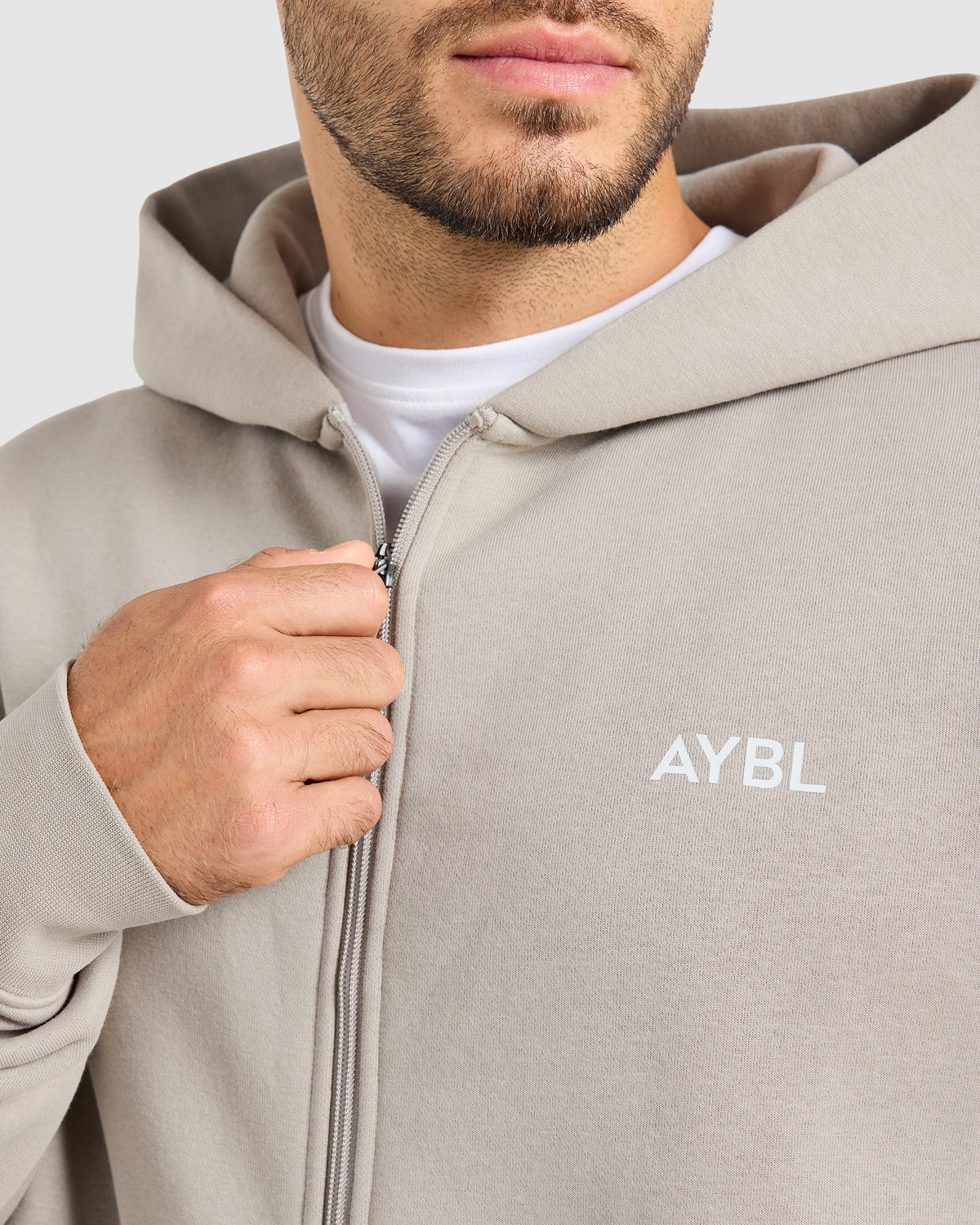 Essential Oversized Full Zip Hoodie - Stone