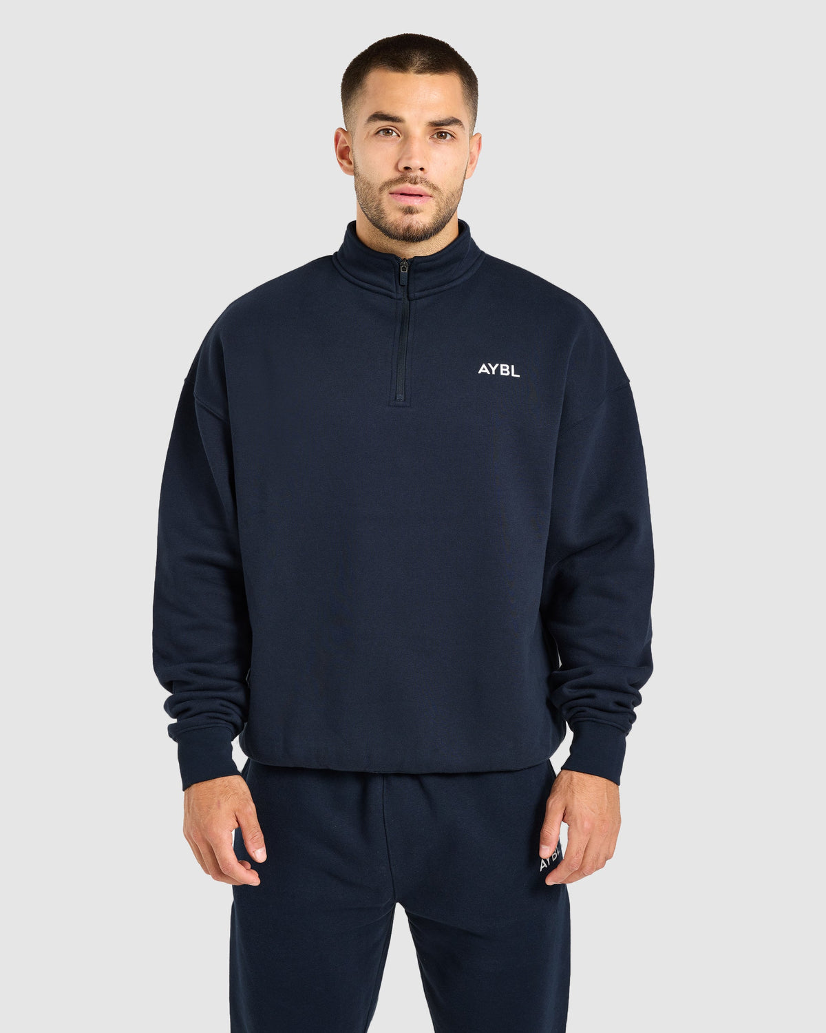 Essential Oversized 1/4 Zip Pullover - Navy