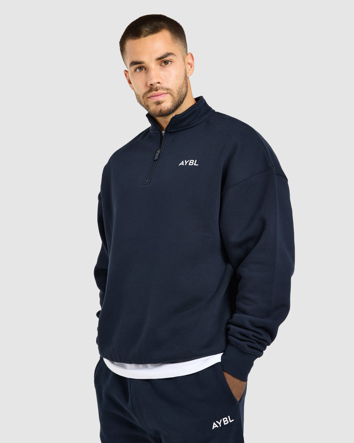 Essential Oversized 1/4 Zip Pullover - Navy